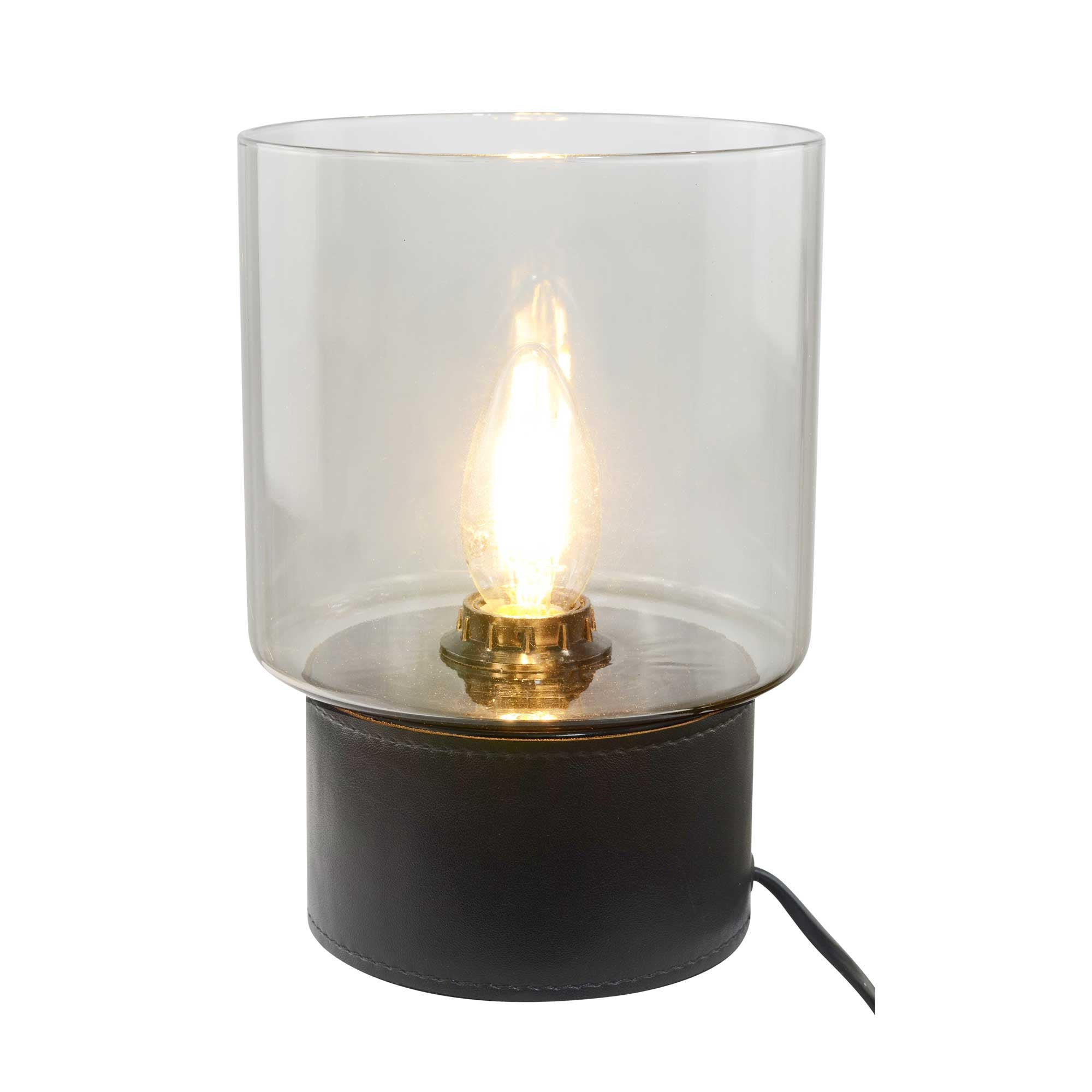 Lampe à poser aspect cuir et verre, ACOREL, C-CREATION