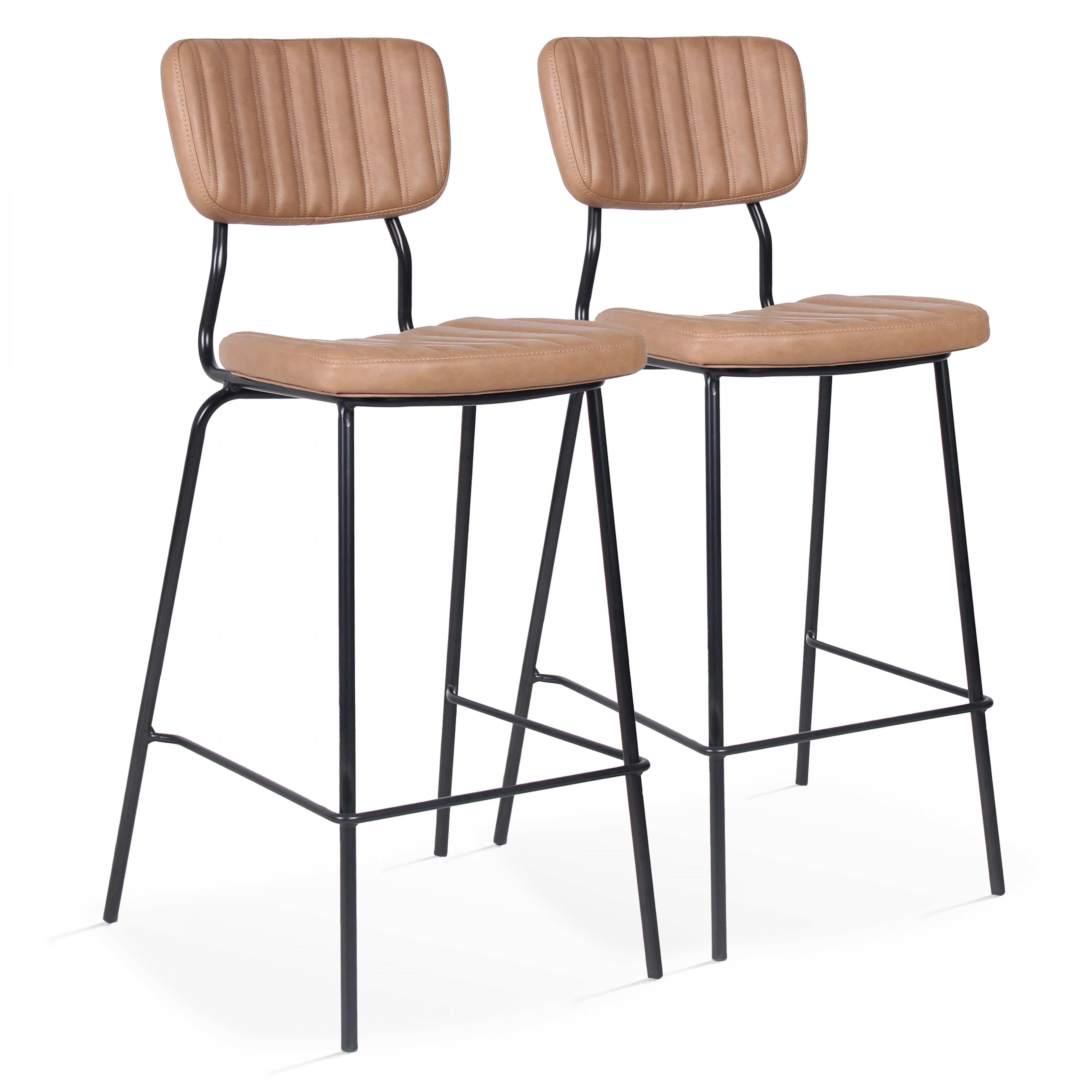 Lot de 2 chaises hautes en textile enduit, YORK, OVIALA