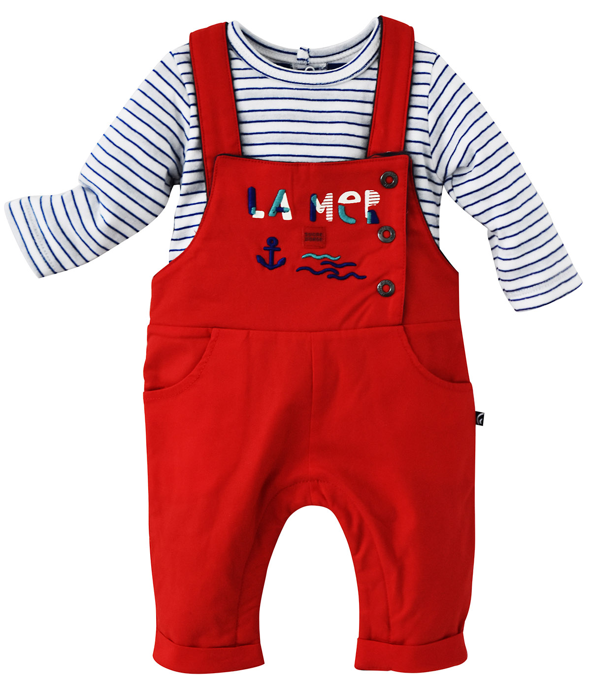 Ensemble salopette et t-shirt piment, SUCRE D'ORGE