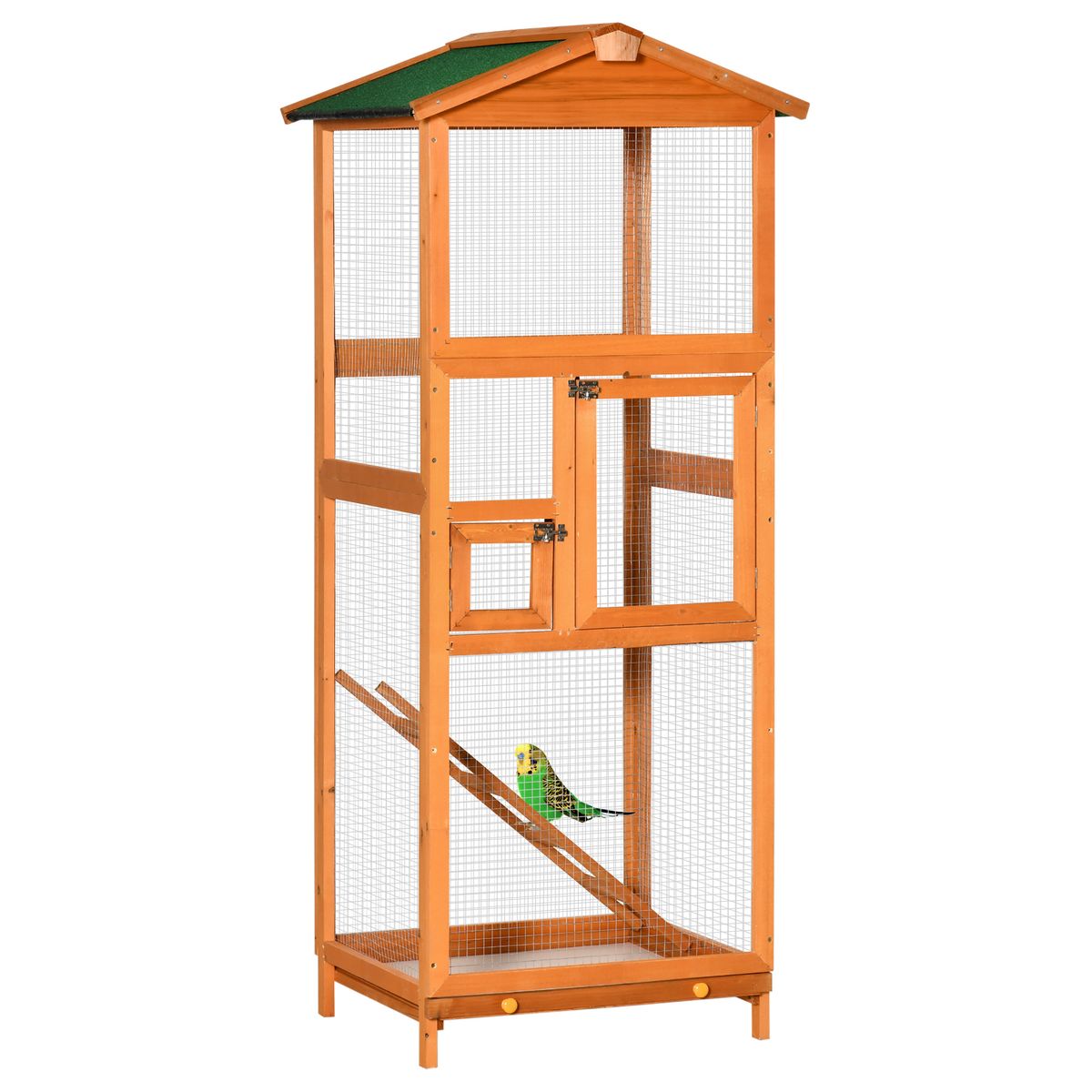 PawHut Volière cage à oiseaux sur roulettes design maison