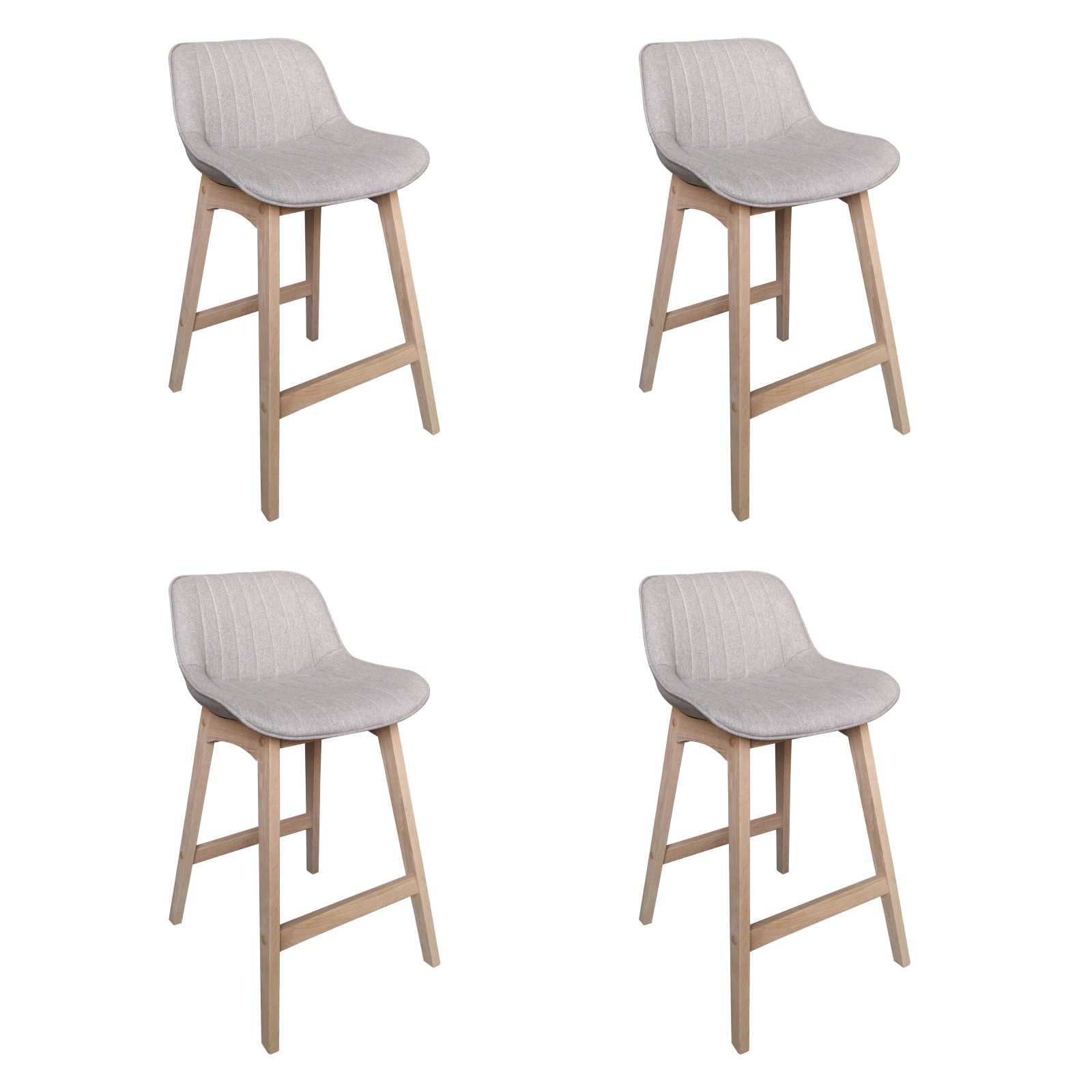 Lot de chaises d'îlot et bar en chêne et assise tissu 65cm MELLOW | Lot de 4, MOB IN