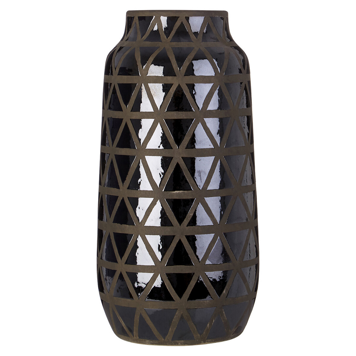36cm Black Earthenware Vase, FIFTY FIVE SOUTH