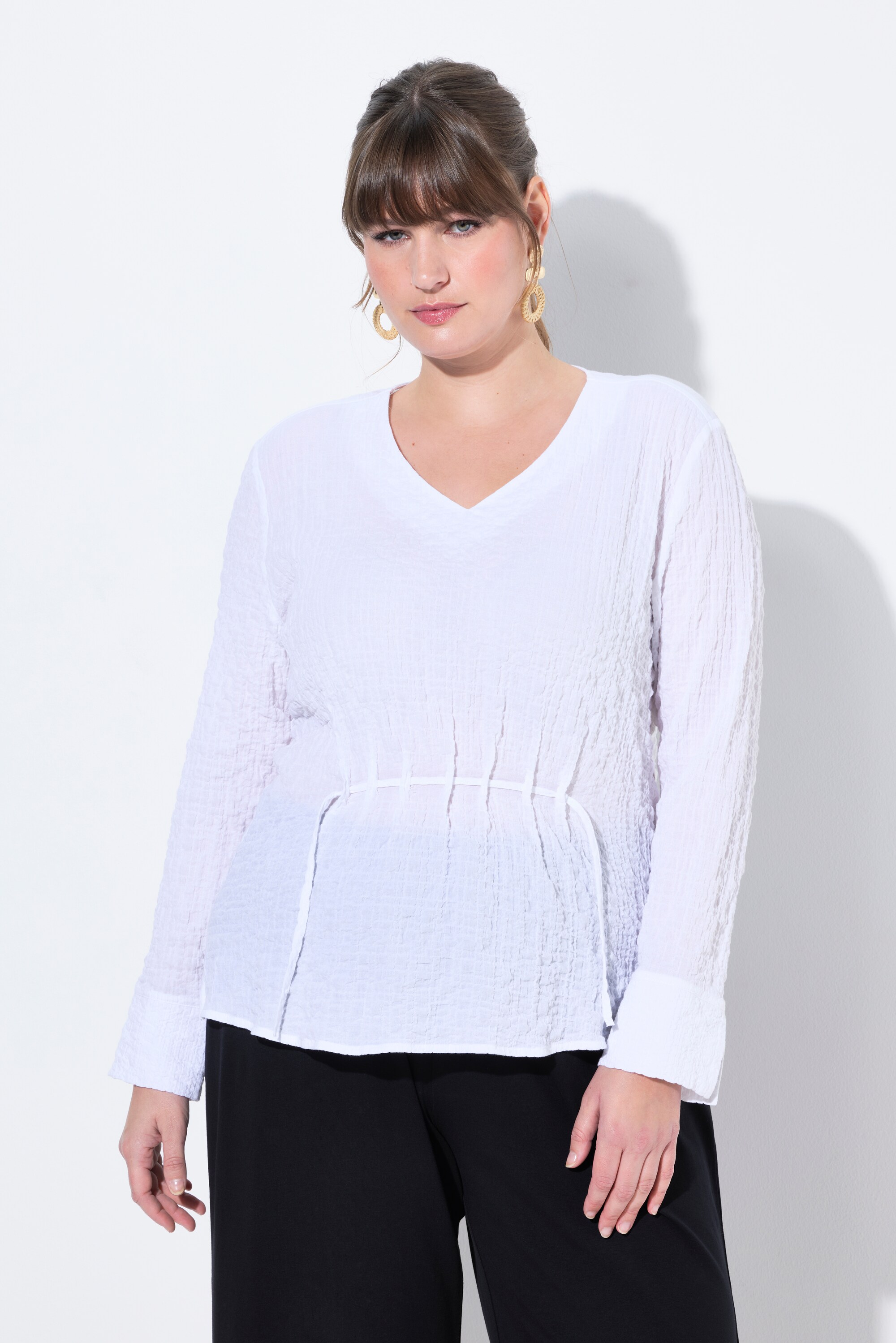 Blouse tunique, fronces, col en V, ULLA POPKEN