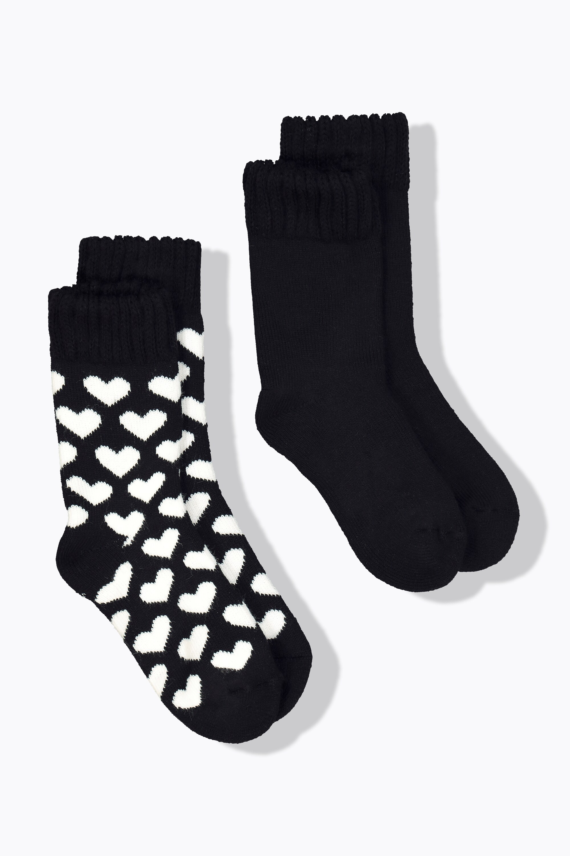 Lot de 2 paires de chaussettes, uni/cœurs, ULLA POPKEN
