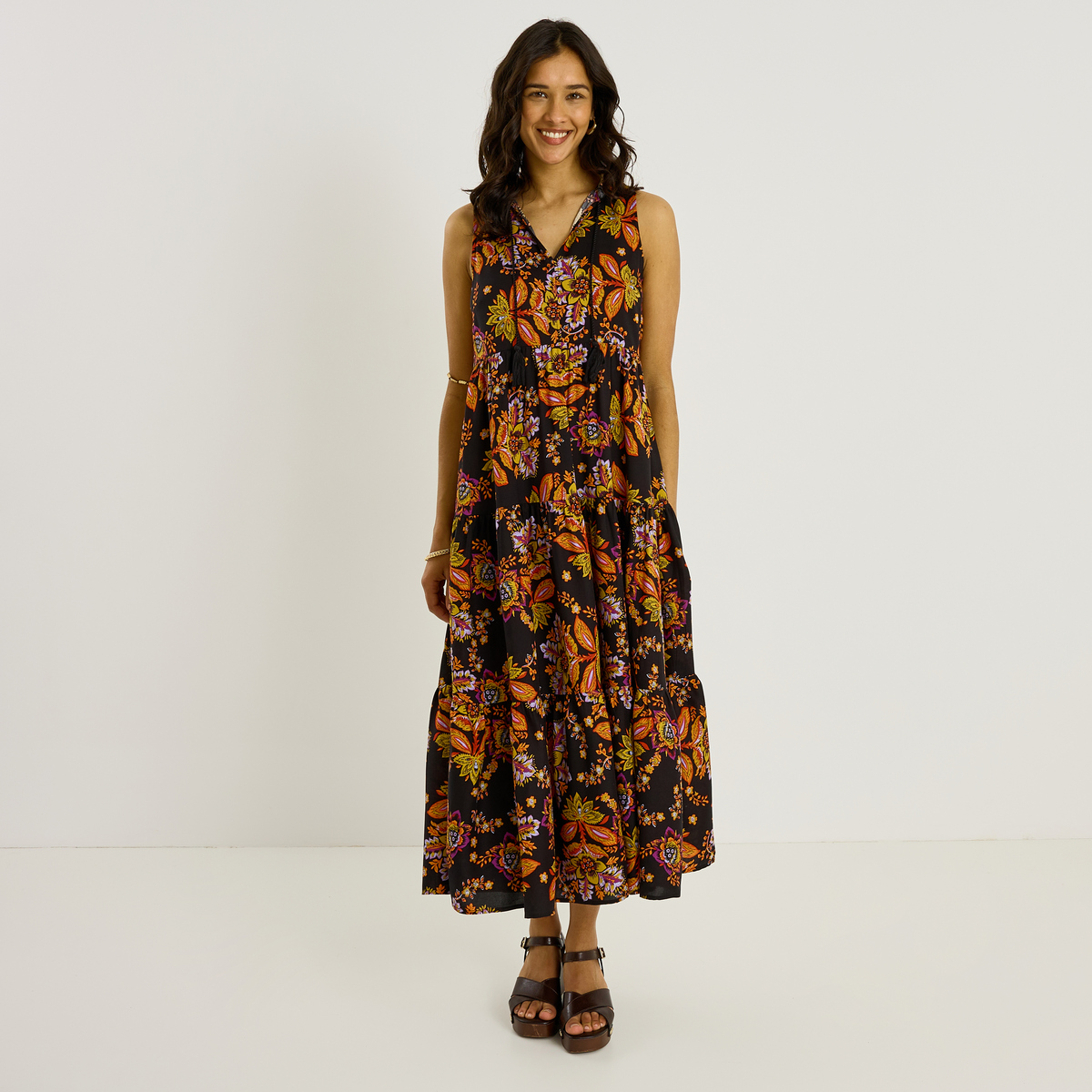 Robe longue sans manches imprimé bohème, GRAIN DE MALICE