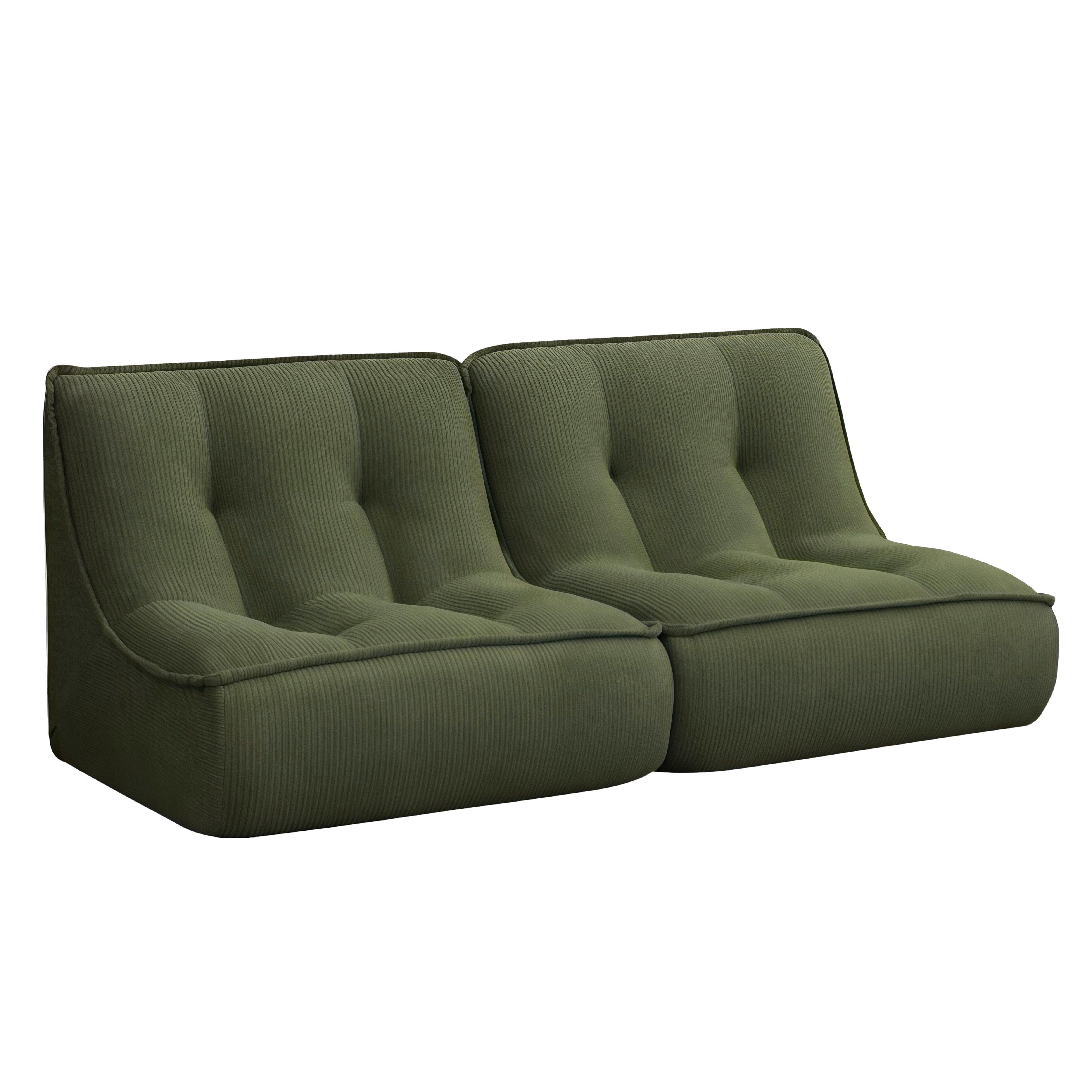 Lot de 2 fauteuils modulables en velours côtelé type chauffeuse, LIZY, OVIALA