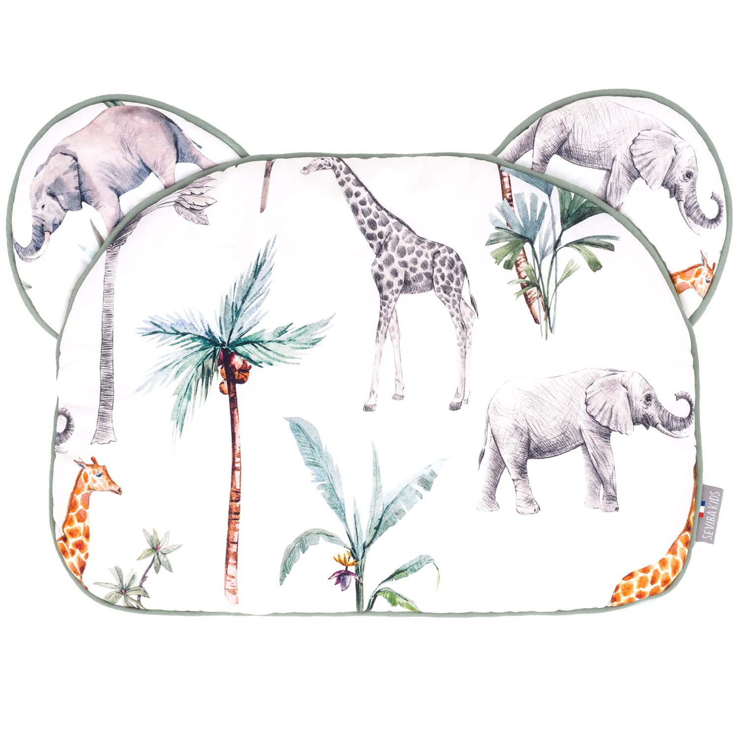 Oreiller plat coussin réversible ourson SAFARI, SEVIRA KIDS