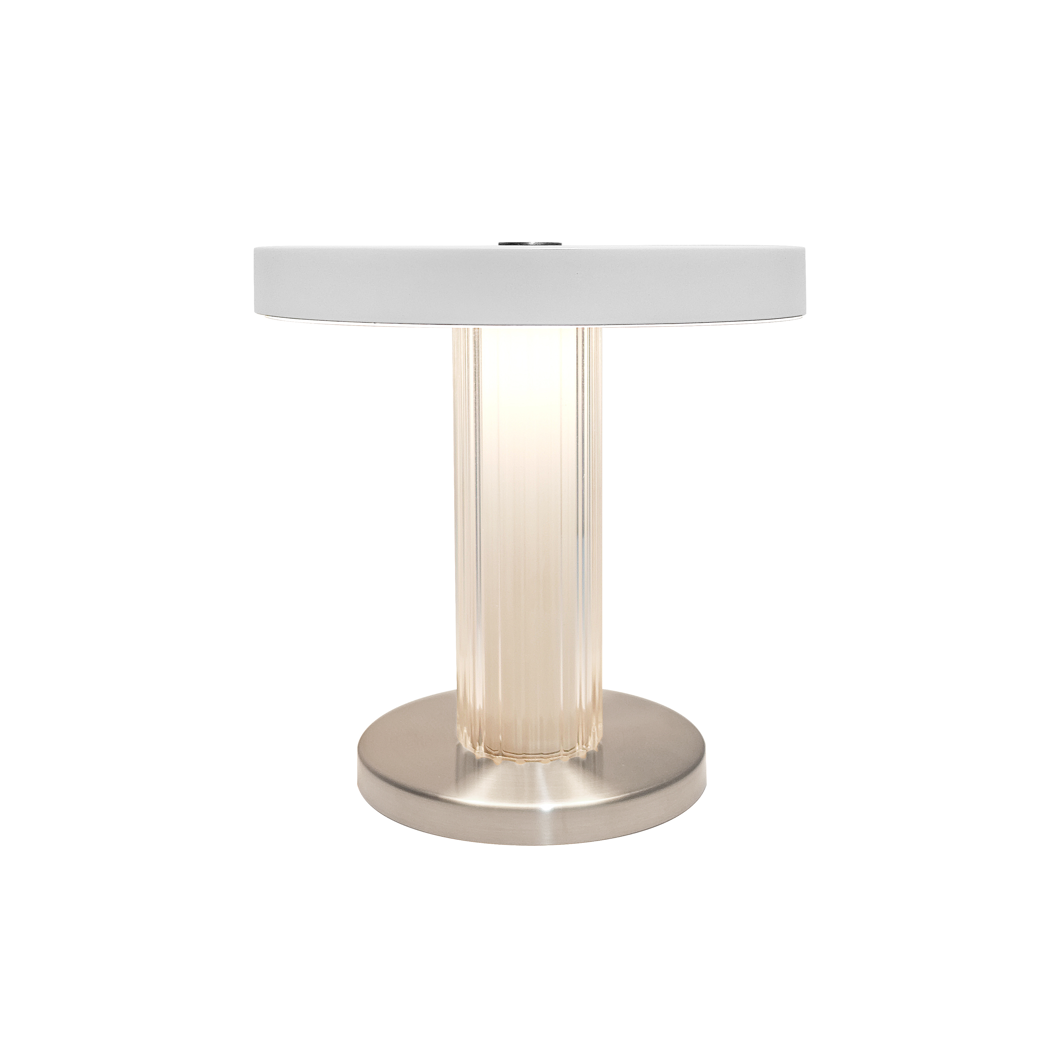 Baladeuse lampe sans fil - rechargeable bouton tactile en métal et verre cannelé, Trezzi, DESIGN FOR THE PEOPLE