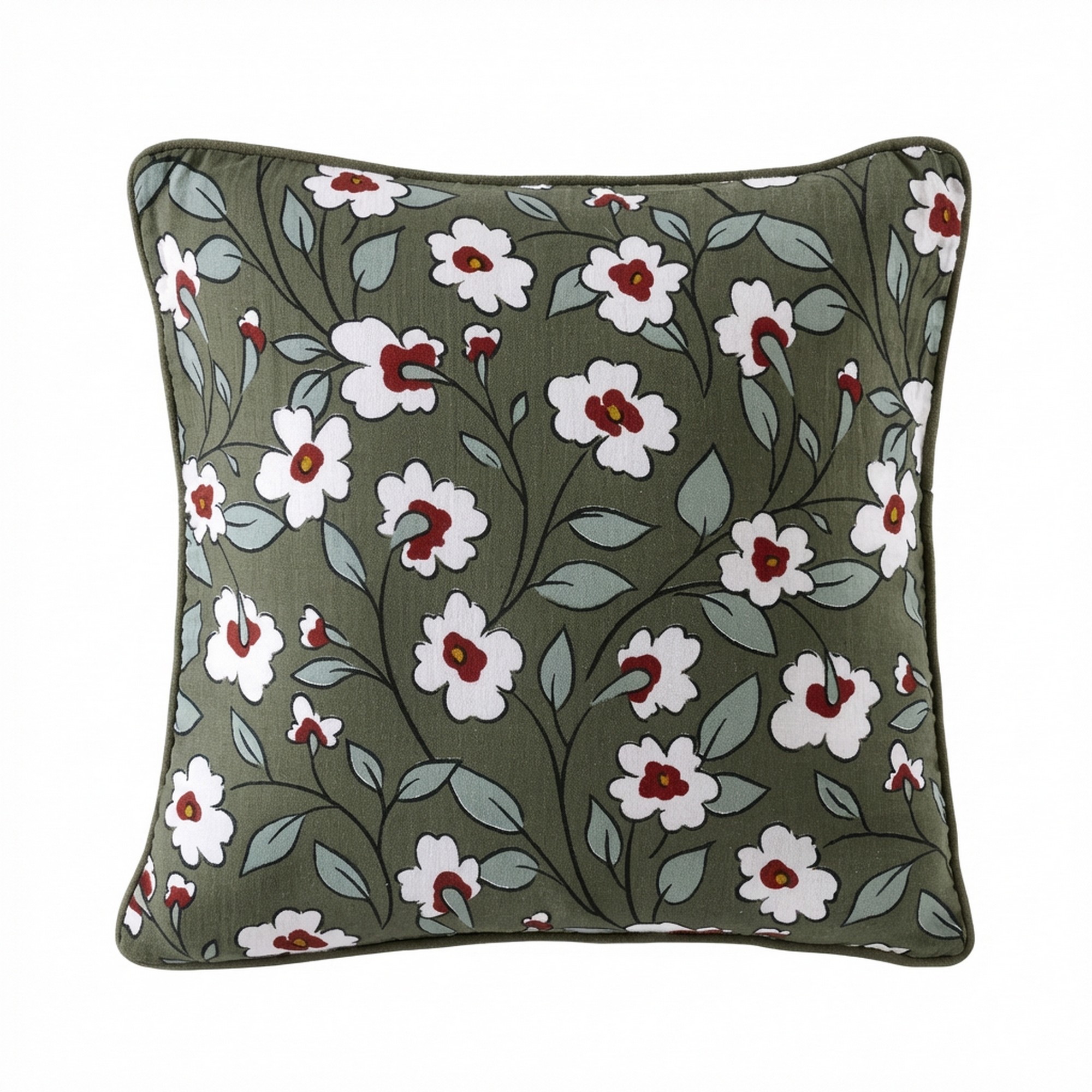 Coussin carré déhoussable 45x45 cm Gaze de Coton Azalée, EDEN