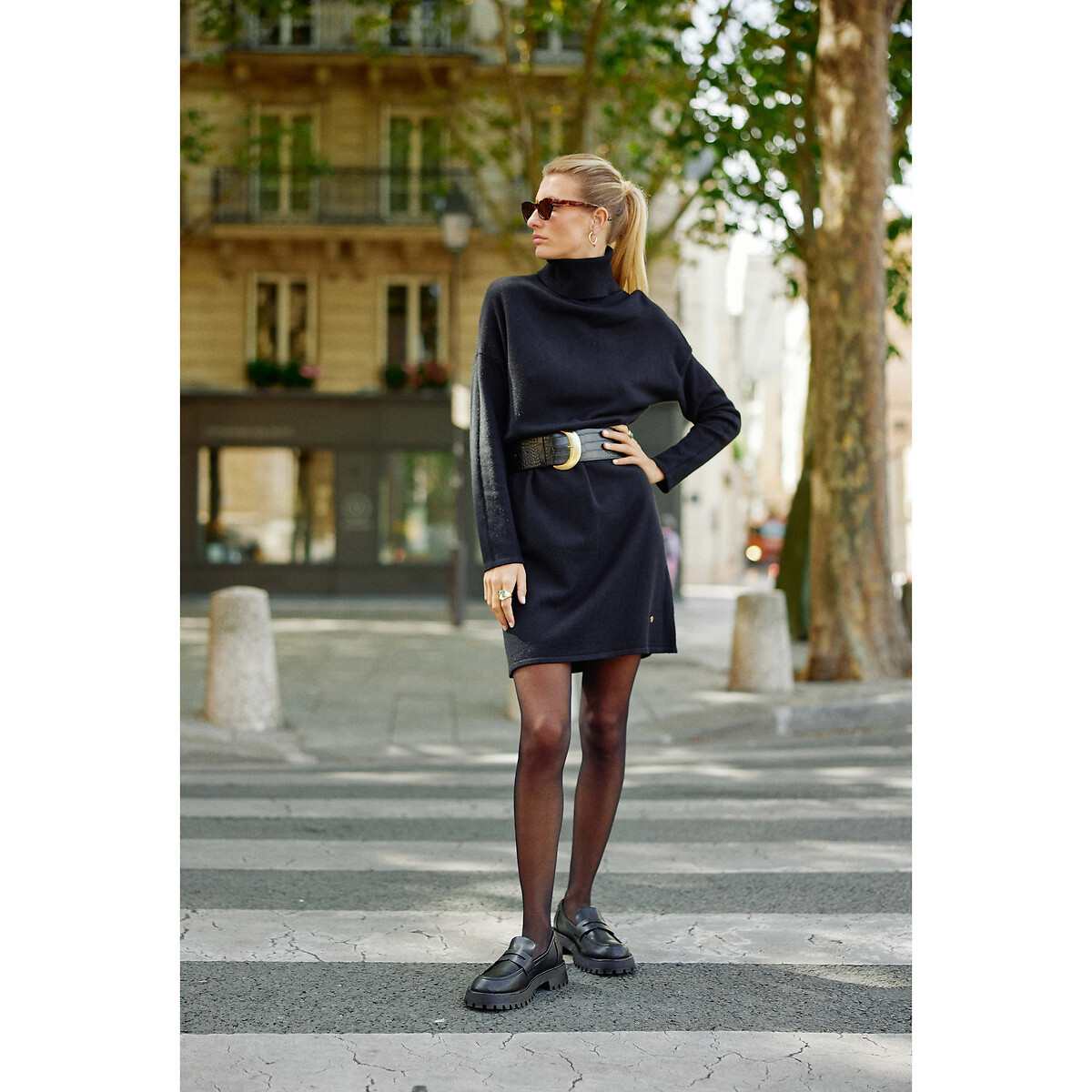 Siria Turtleneck Jumper Dress with Long Sleeves