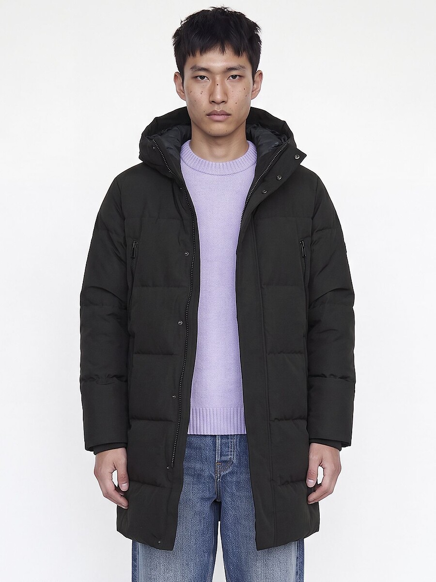 Piumino media lunghezza cappuccio fisso e collo alto, per l'inverno, JACK & JONES