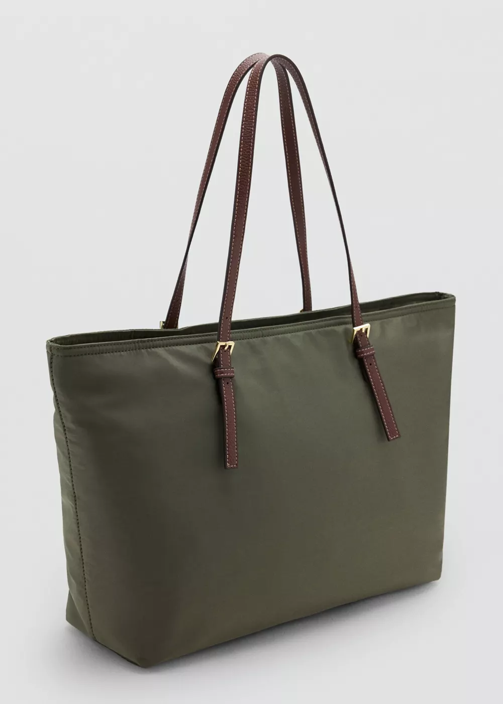Sac cabas avec anses effet cuir contrastantes, MANGO