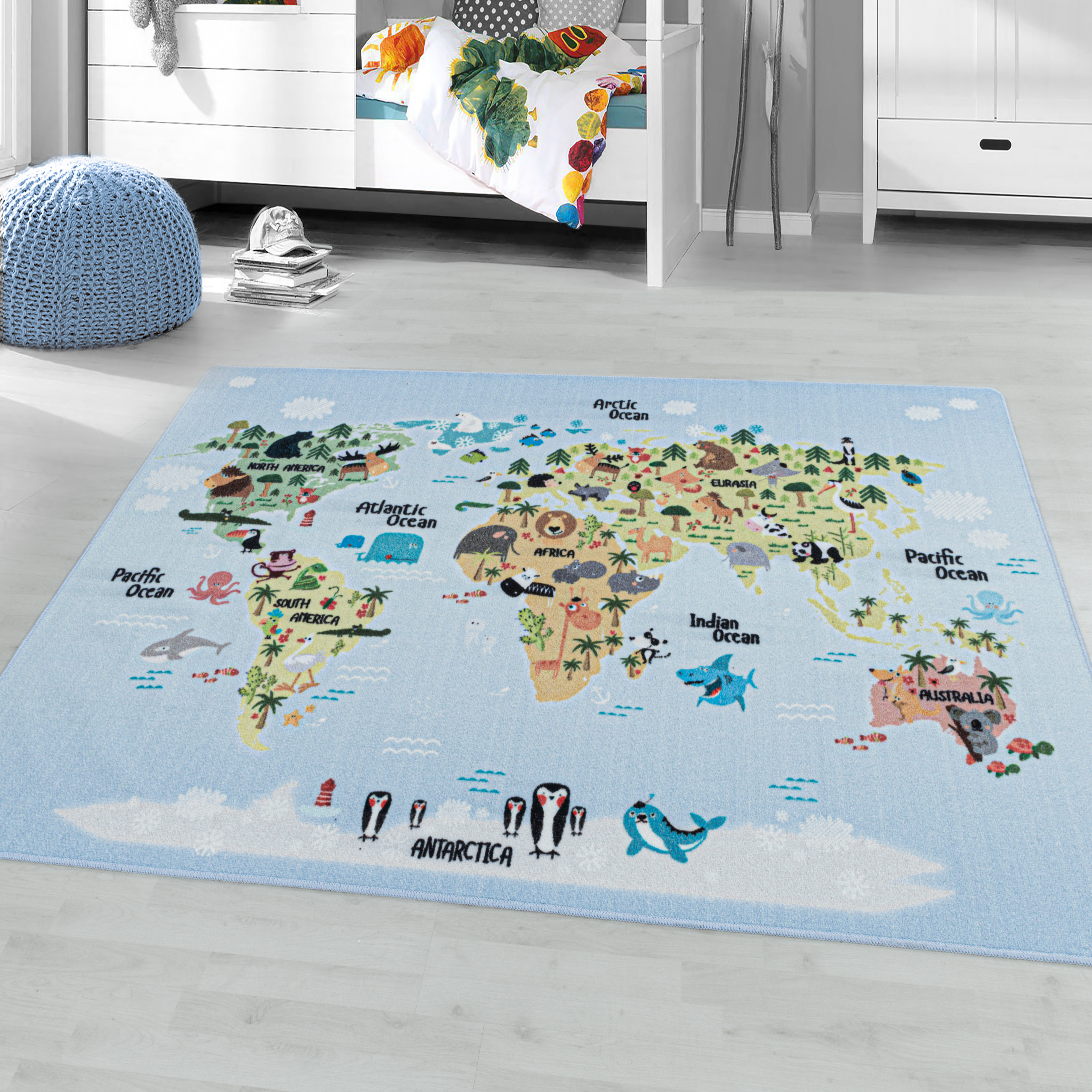 Tapis enfant carte du monde PLAY, NAZAR RUGS