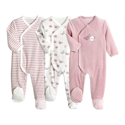 Pack of 3 Pyjamas in Cotton Mix Velour LA REDOUTE COLLECTIONS