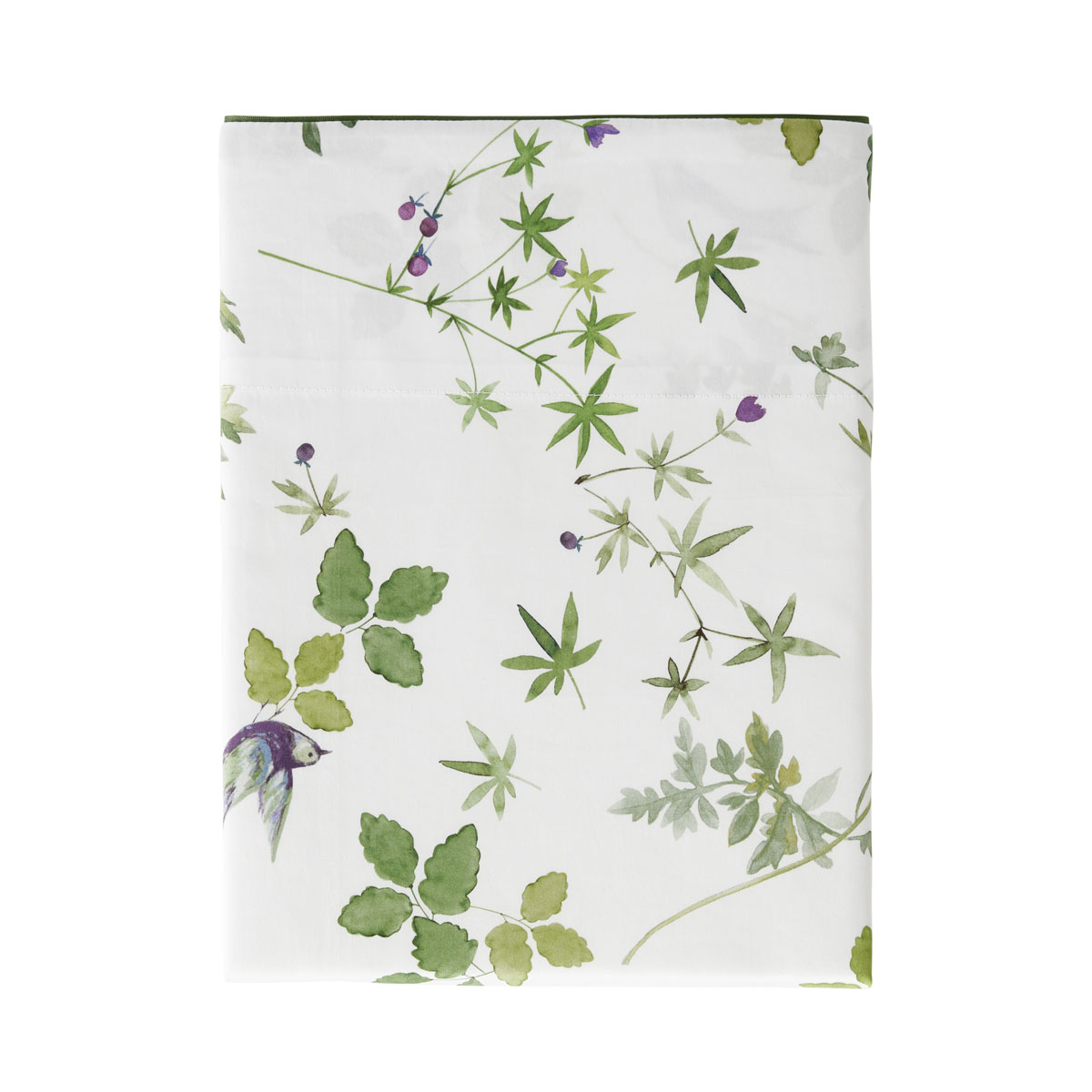 Drap plat imprimé en satin de coton bio, ENVOLEE, ALEXANDRE TURPAULT