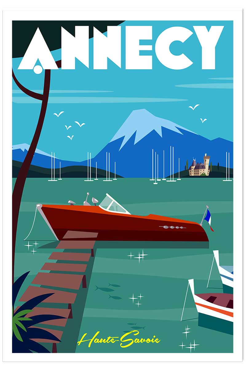 Poster de château et lac d' annecy, HEXOA