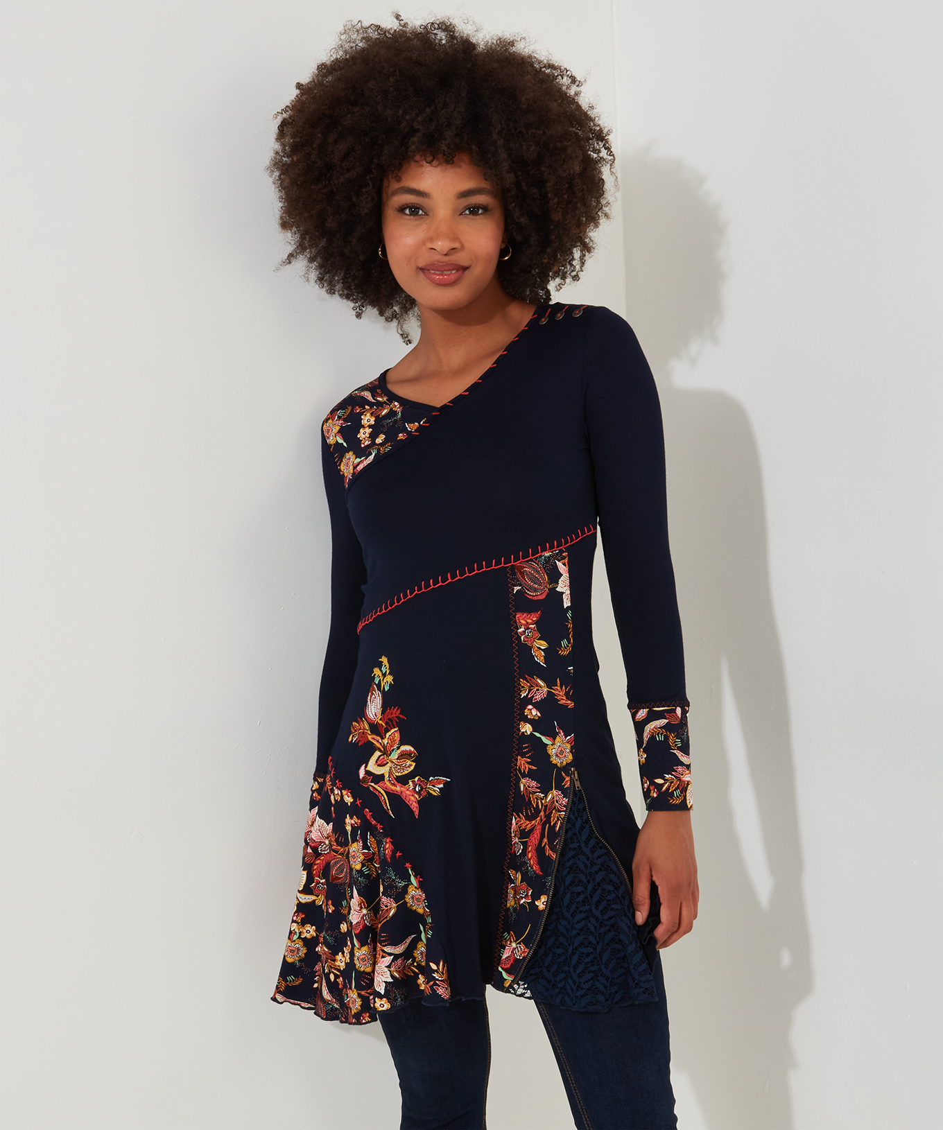 Tunique Femme Together Rose Pâle Brodée - Taille 46 - Manches Longues - Neuve Sans étiquettes