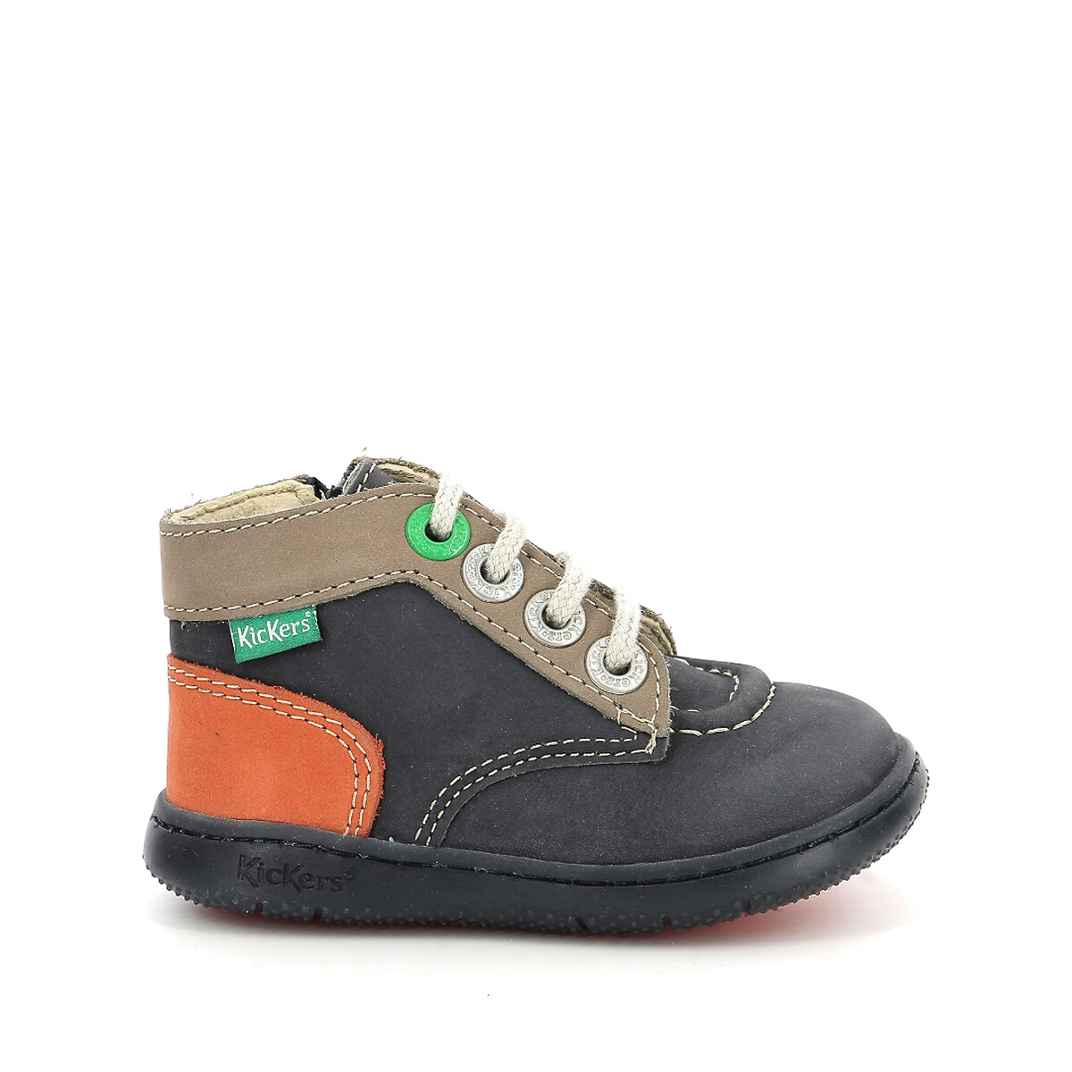 Image of Kids Kickbonzip Ankle Boots in Leather with Laces