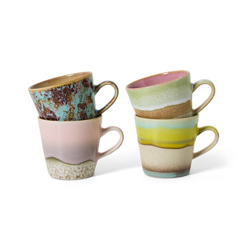 Tasse à café grès Rococo set de 4, HKLIVING