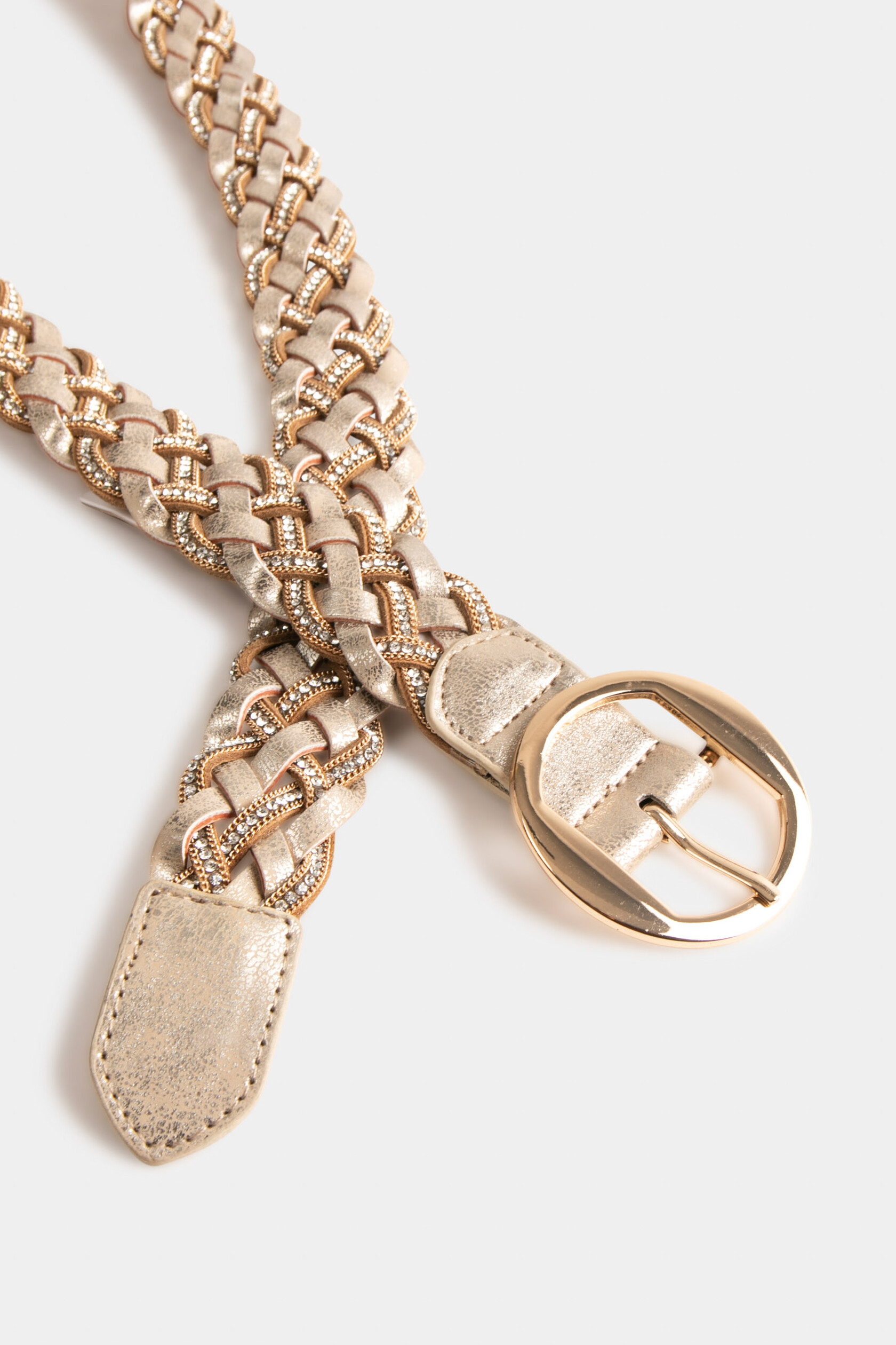 Ceinture tressée avec strass, MORGAN