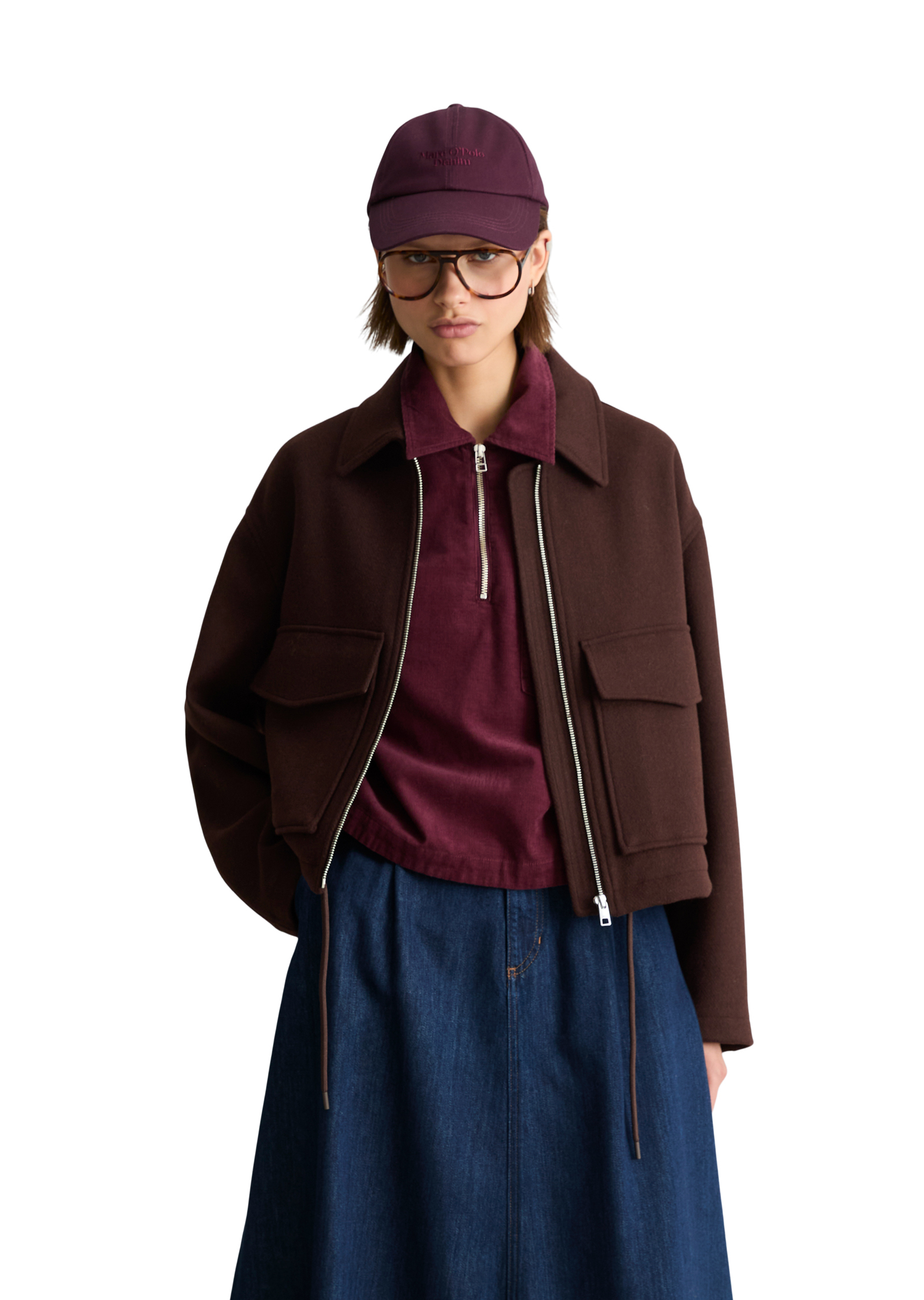Veste en sergé, coupe classique en mélange de laine, MARC O’POLO DENIM