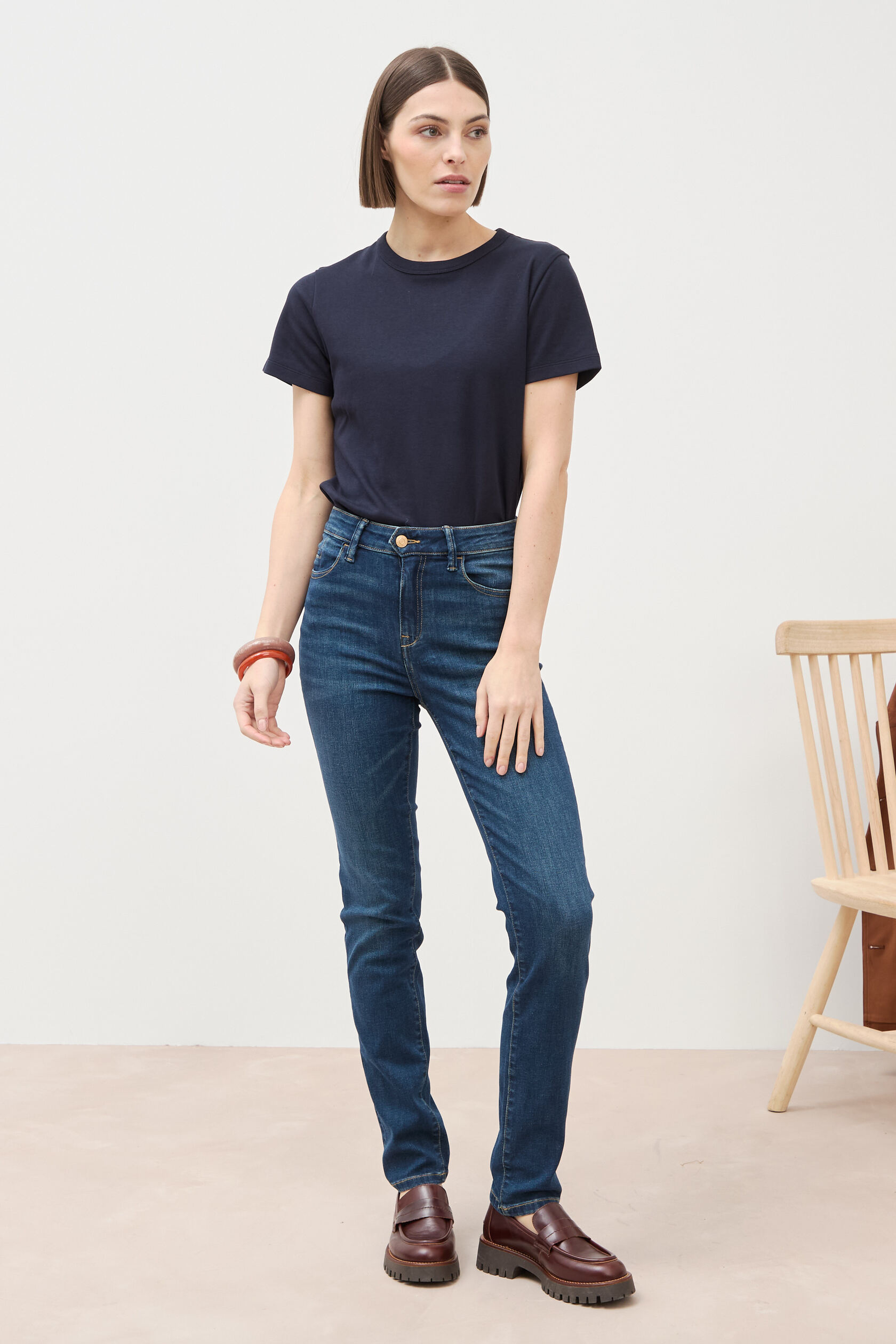 Jeans slim taille haute, BONOBO