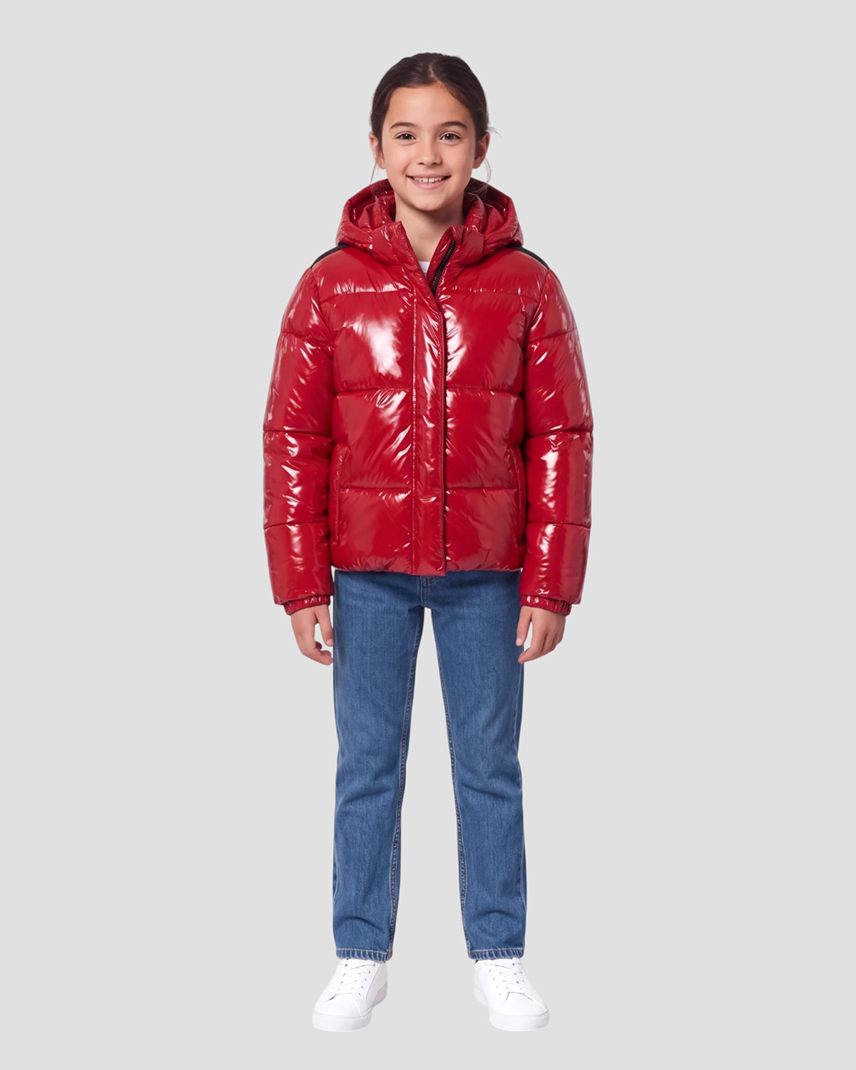 Blouson shiny à capuche enfant, SCHOTT