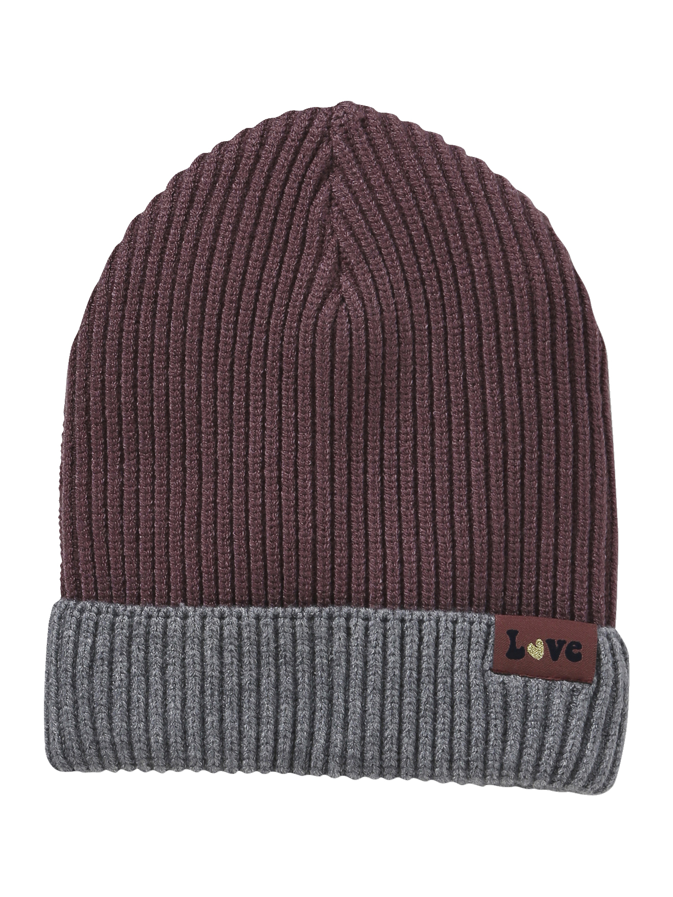 Bonnet bicolore en maille côtelée, VERTBAUDET