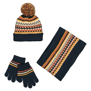 Ensemble Bonnet écharpe Gants Fille - Tricoté Avec Pompon - 3 Pièces Doublées Polaire - Pour Enfants 2-8 Ans
