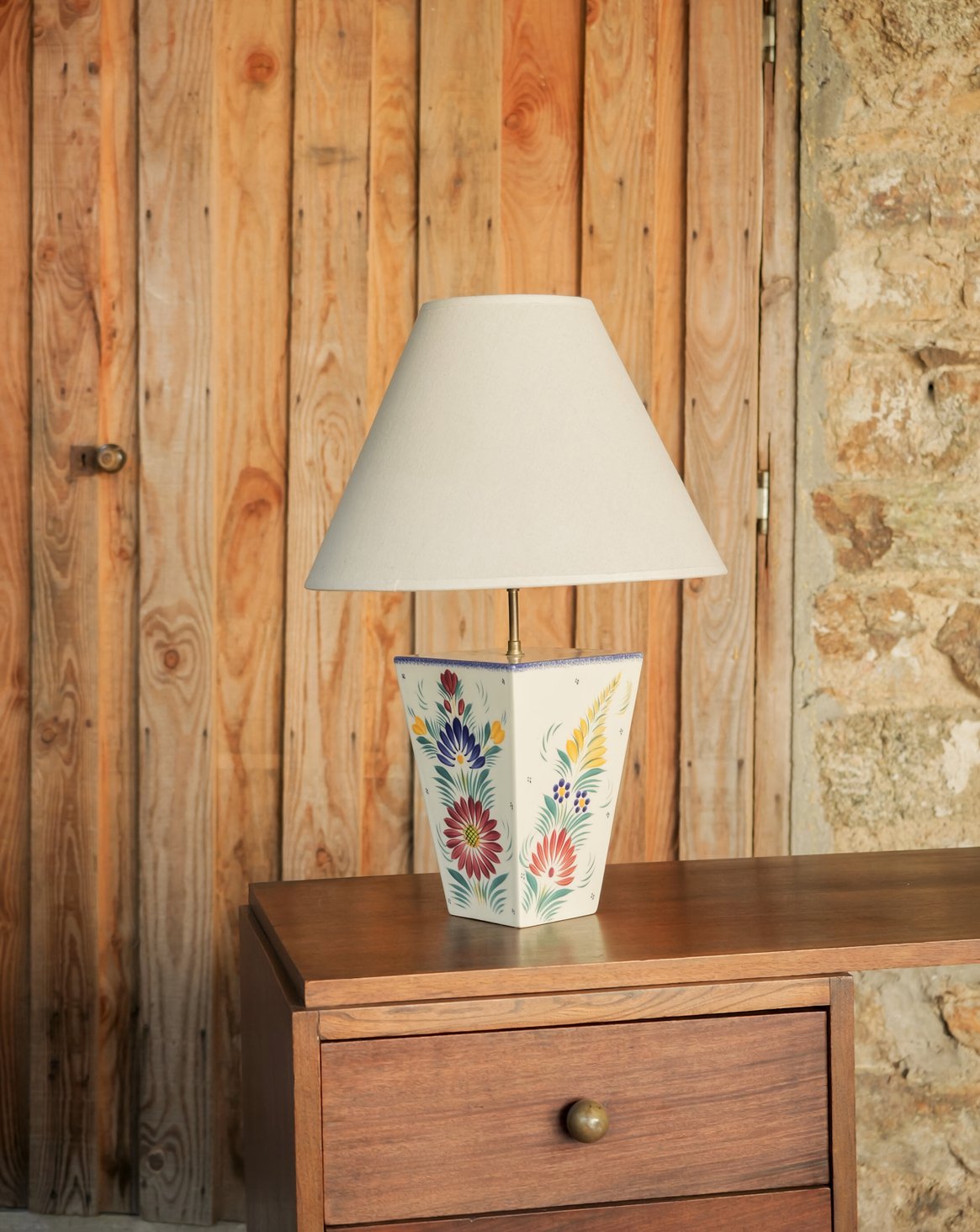 Lampe à poser en faïence Suzanne N°650 - Bon état, DEBONGOUT
