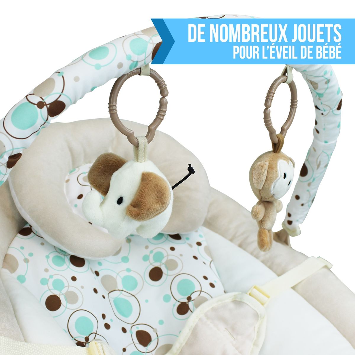 Transat Bebe Vibrant Et Musical Barre A Jouets Et Dossier Inclinable Bulle De Reve Beige Monsieur Bebe La Redoute