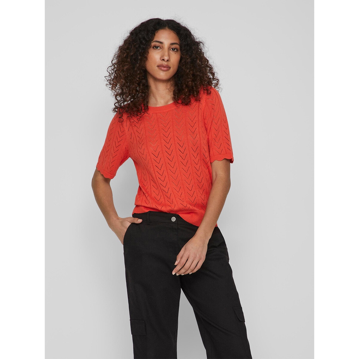 Pull maille manche discount courte