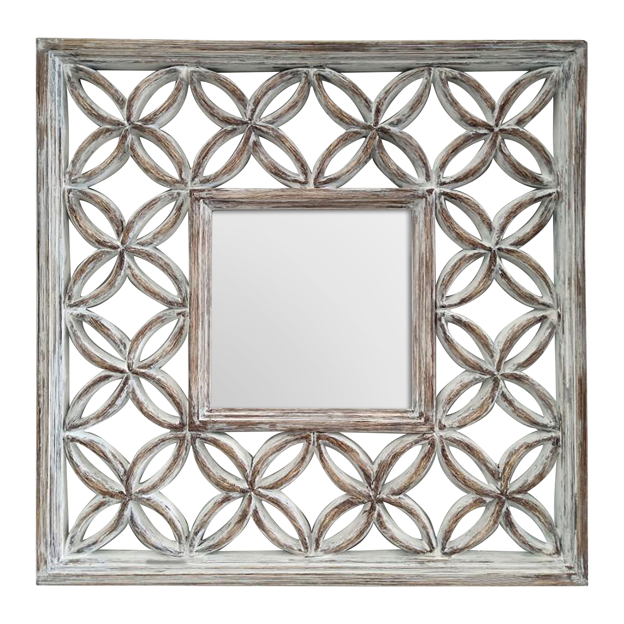 88cm Square Wall Mirror In Antique, Square Silver Mirror Uk
