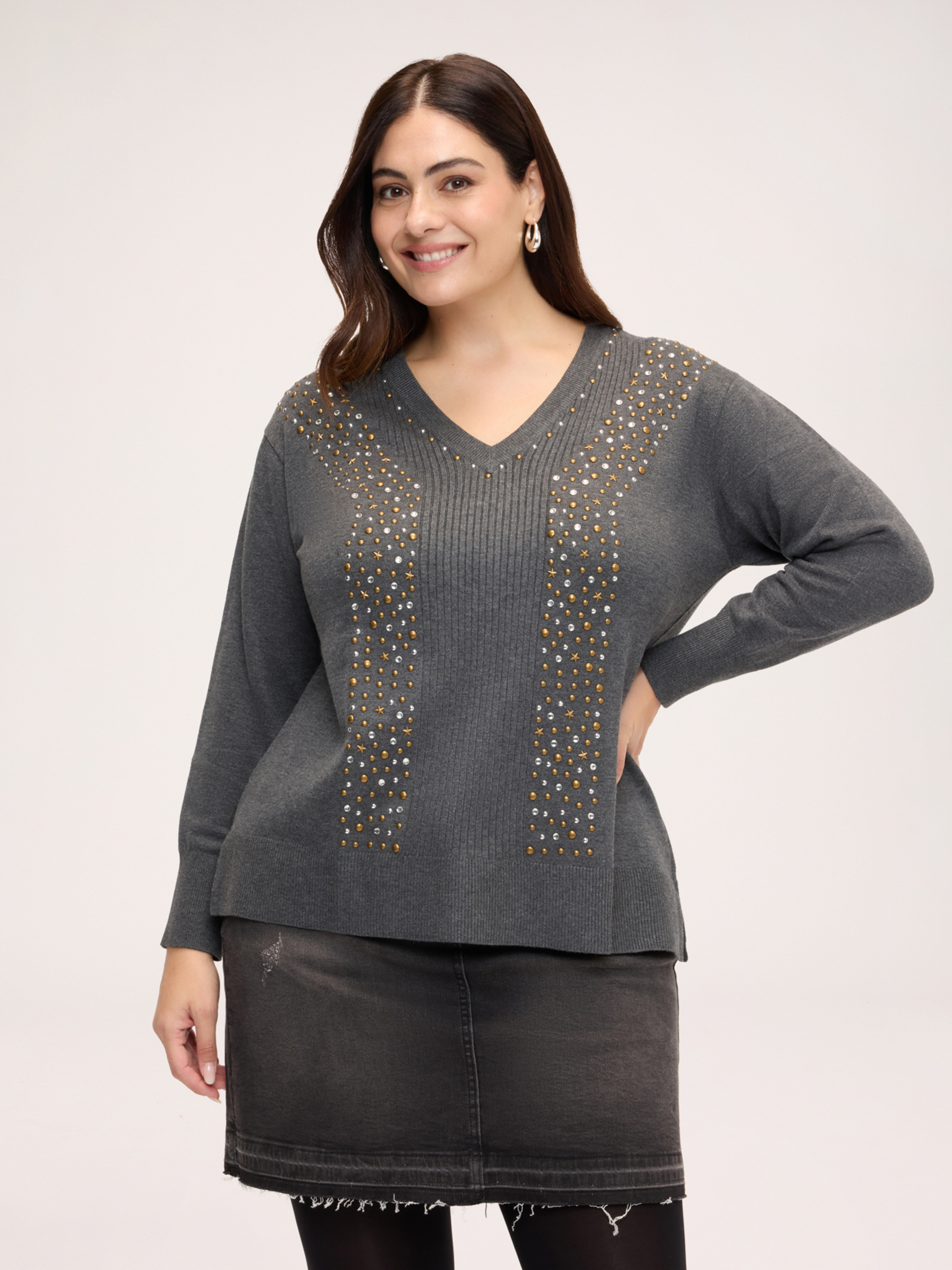 Pull avec appliqués bijoux, FIORELLA RUBINO