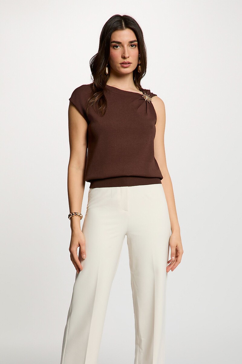 Top asymétrique, sans manches, MORGAN
