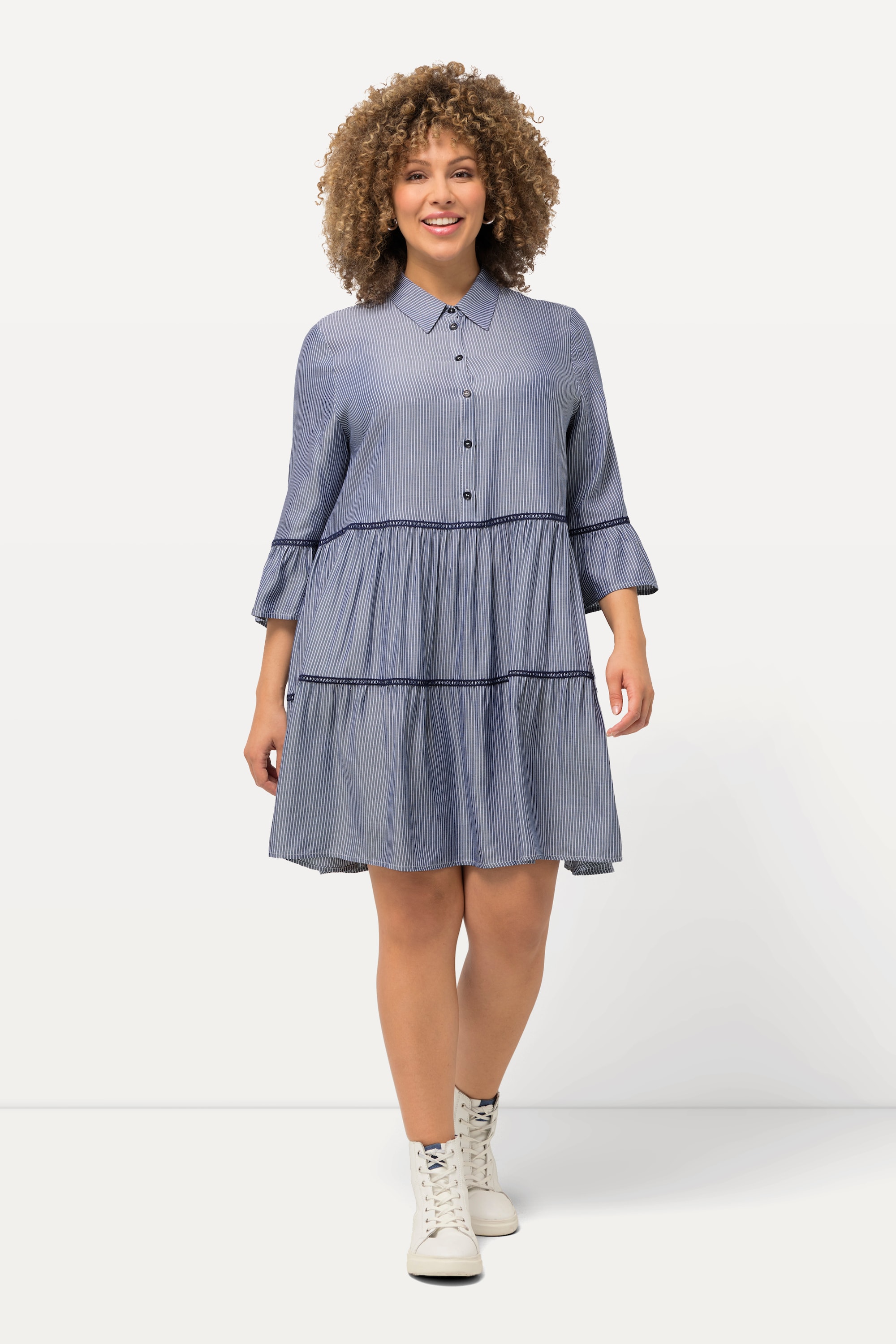 Robe, bandes brodées, coupe évasée, ULLA POPKEN