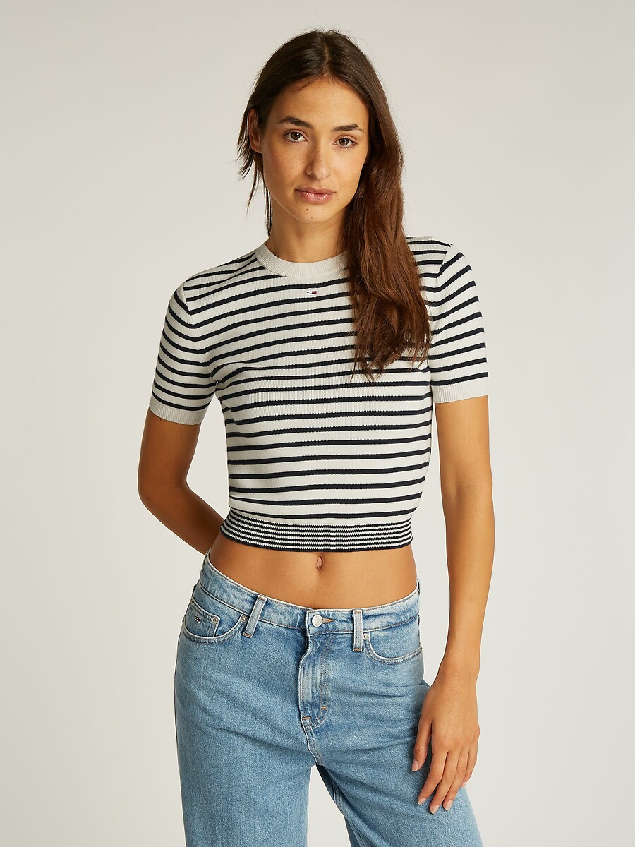 Pull rayé col rond