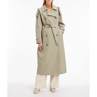 Long Oversized Trench Coat in Cotton Mix CALVIN KLEIN