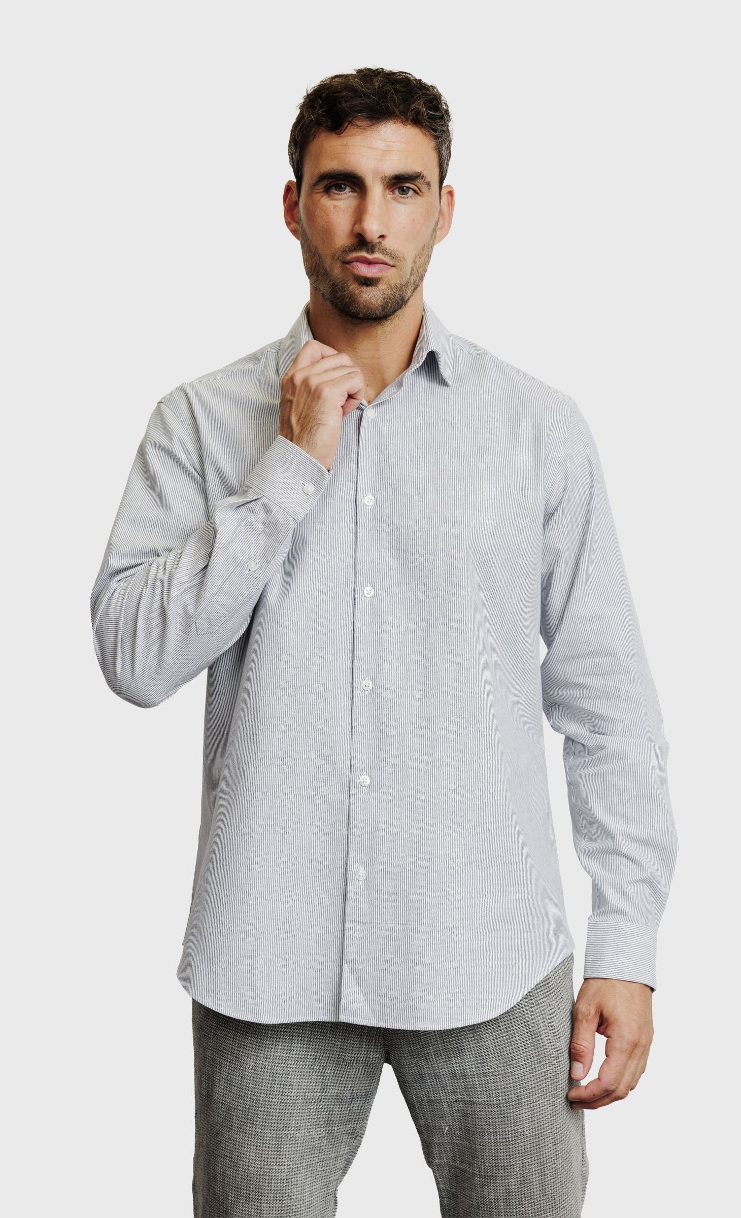 Chemise Regular fit à rayures aspect denim, ACROSS