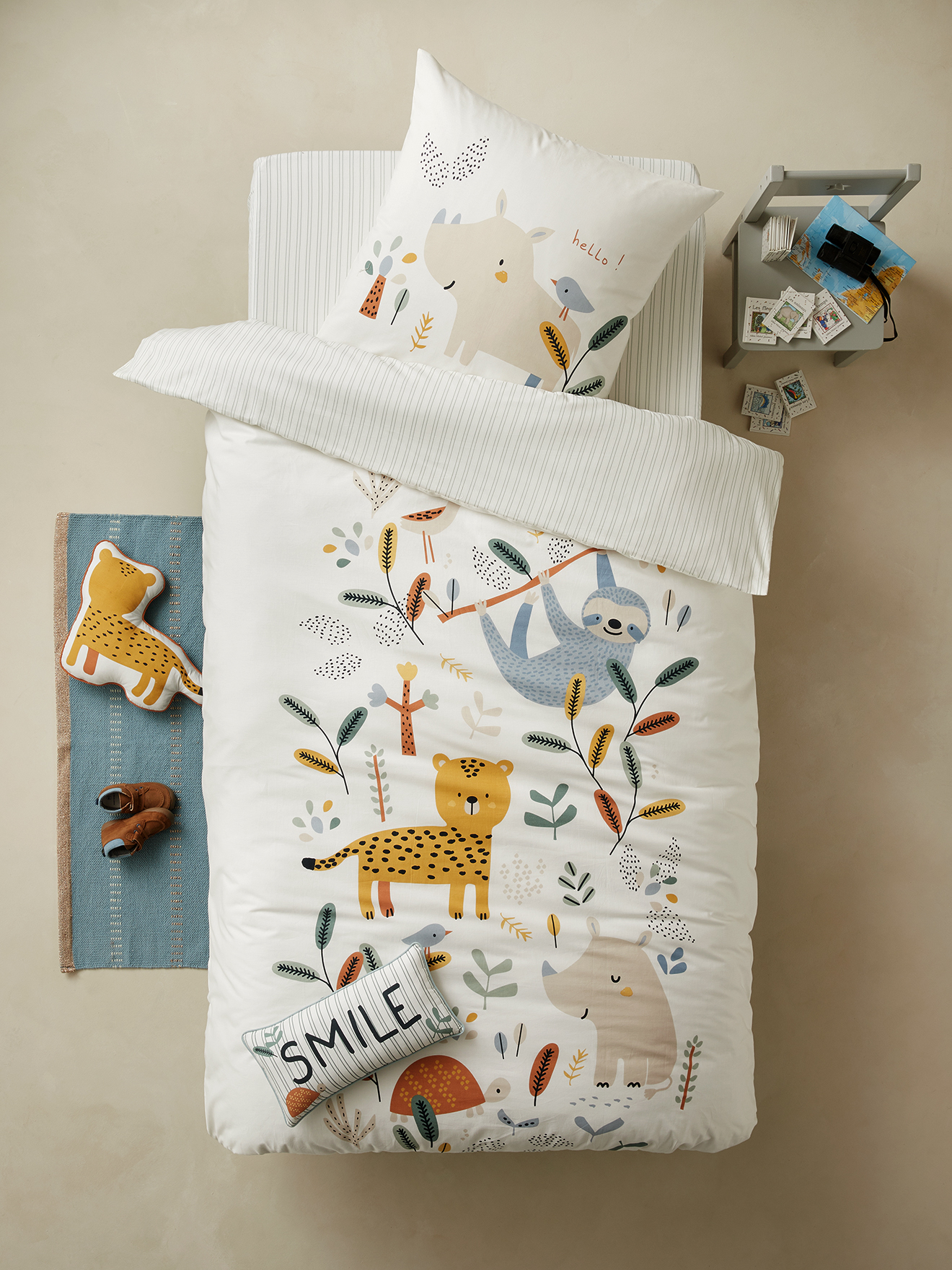 Parure De Lit Enfant 155x220cm Housse Couette + Taie D'Oreiller - Motif Spatial
