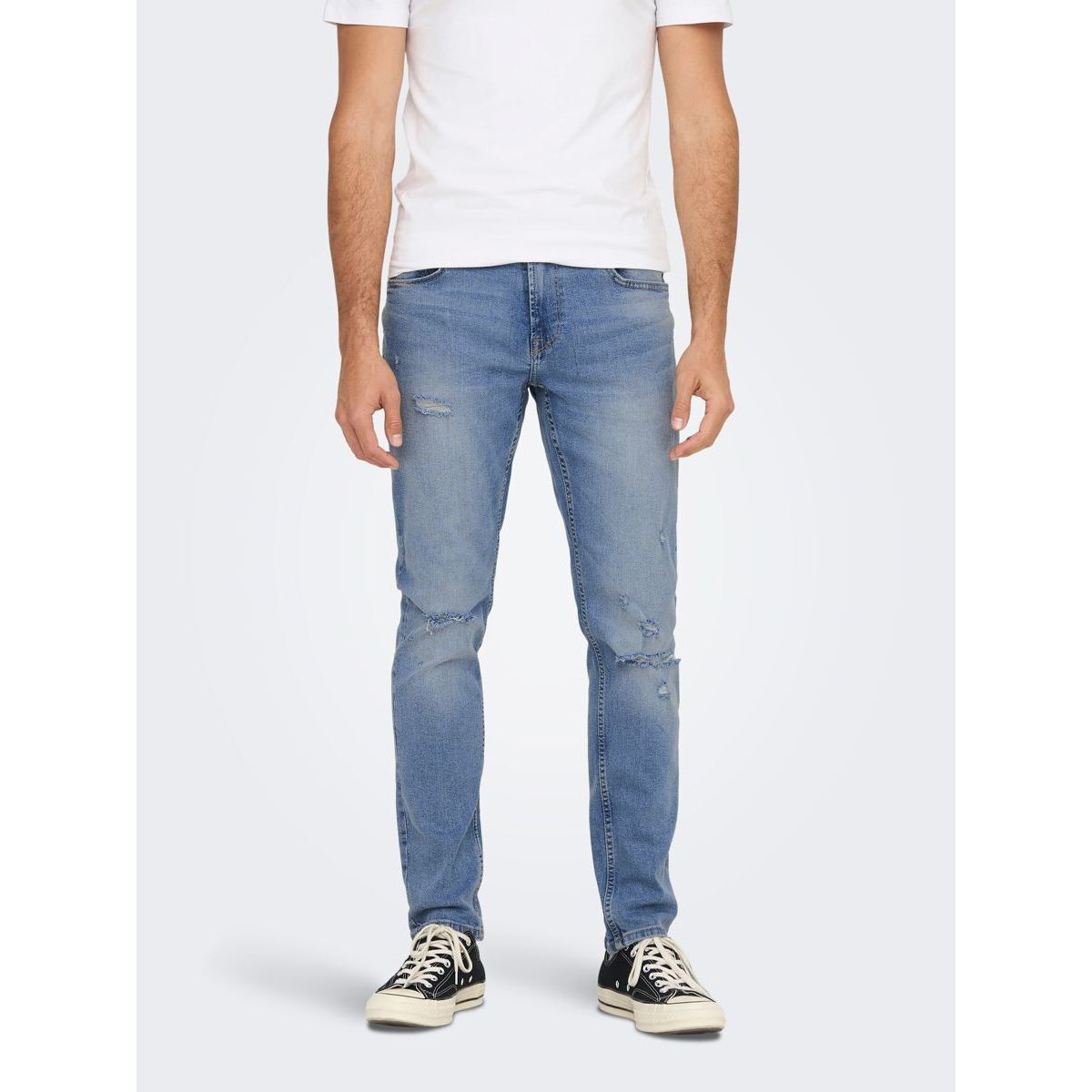 Jean blanc destroy outlet homme