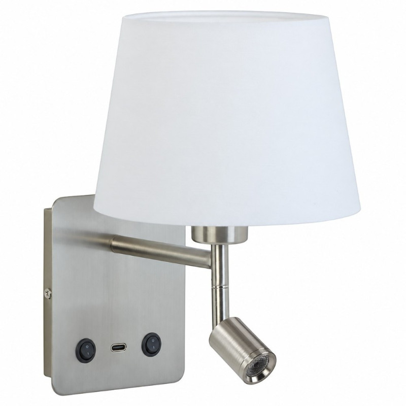 Applique Tête De Lit Chrome mat Lampe Et Liseuse Room2 Usb-C, MILLUMINE