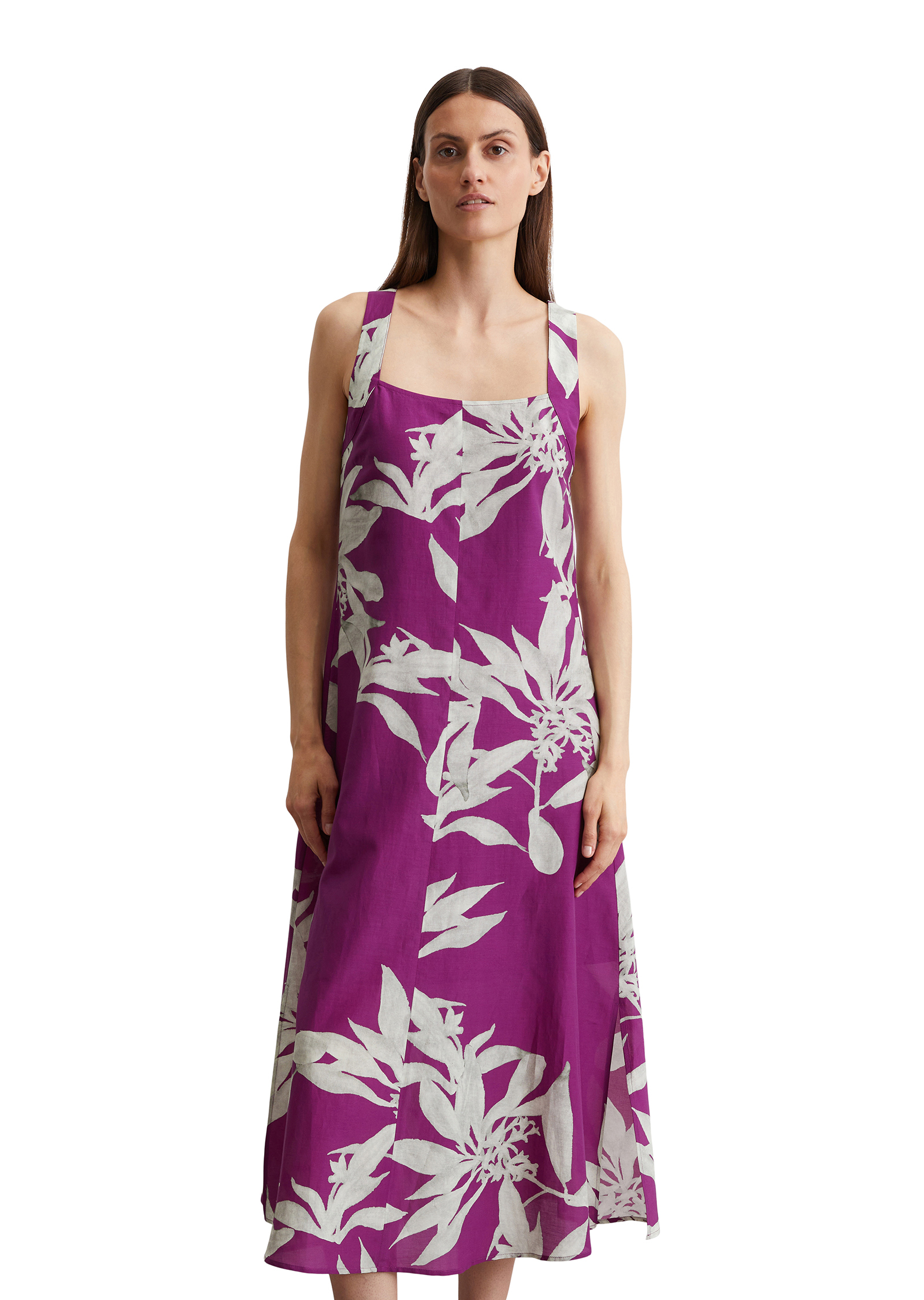 Robe imprimée flared en mélange de coton organique et de viscose, MARC O'POLO