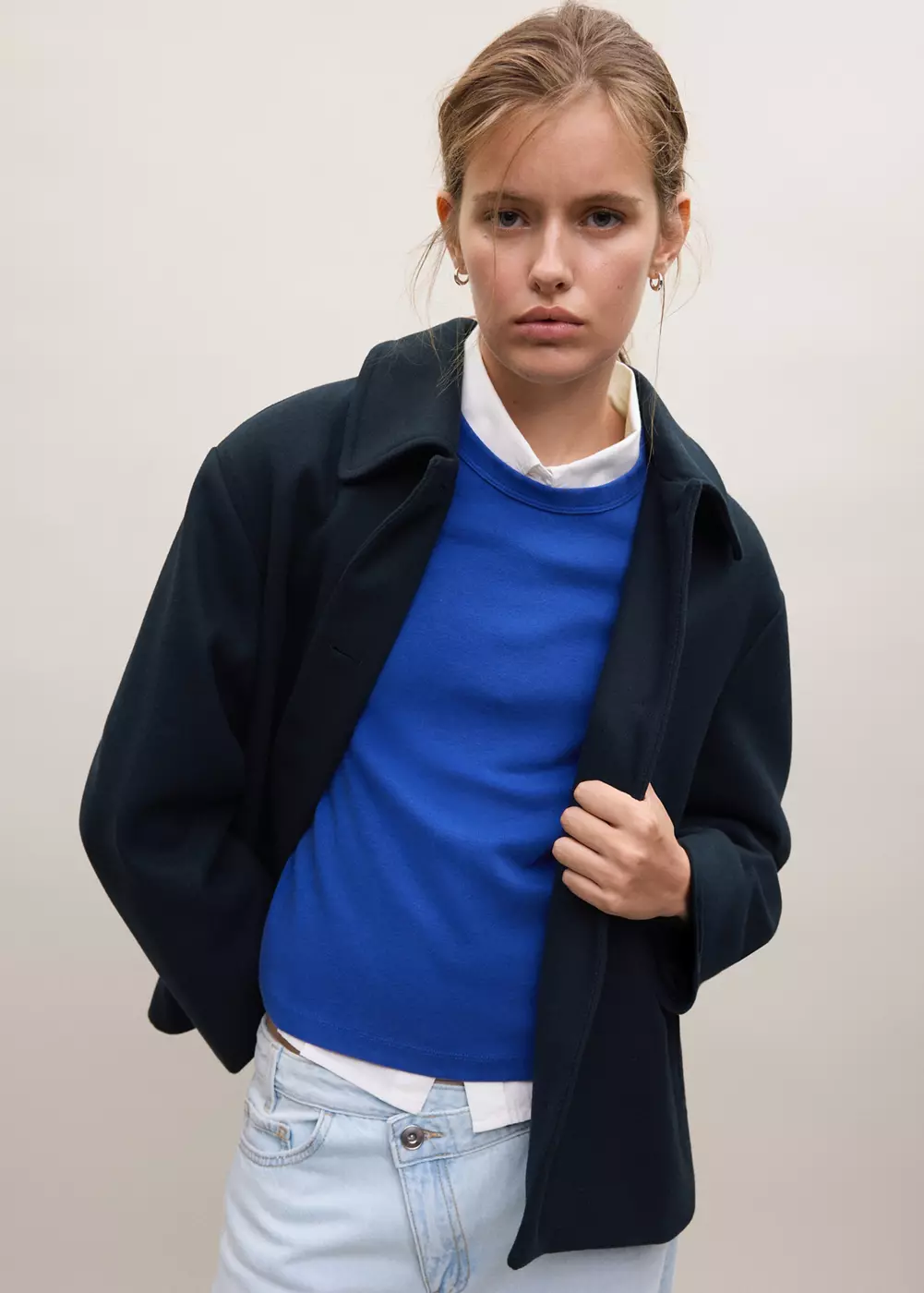 Manteau laine mélangée boutons, MANGO TEEN