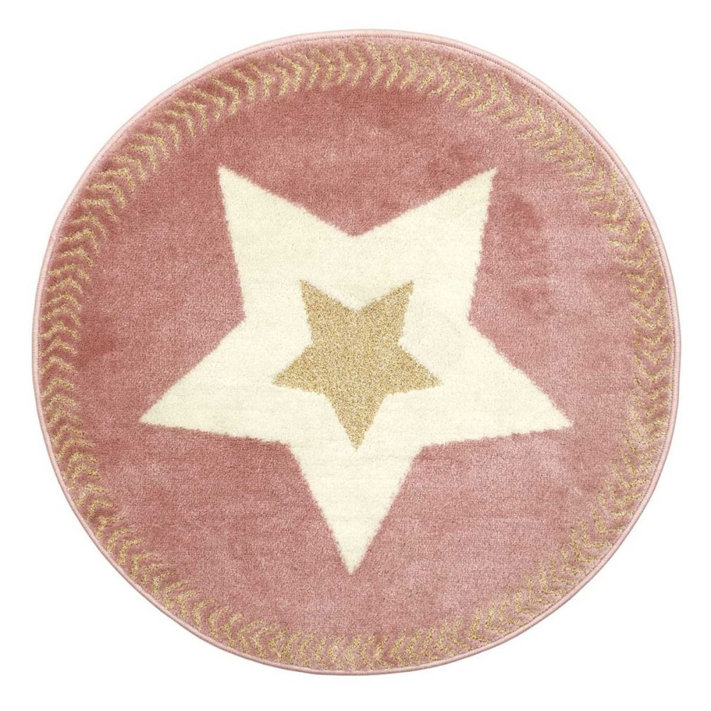Tapis Rond étoile Fil Métallisé Rose D80, DECORATIE