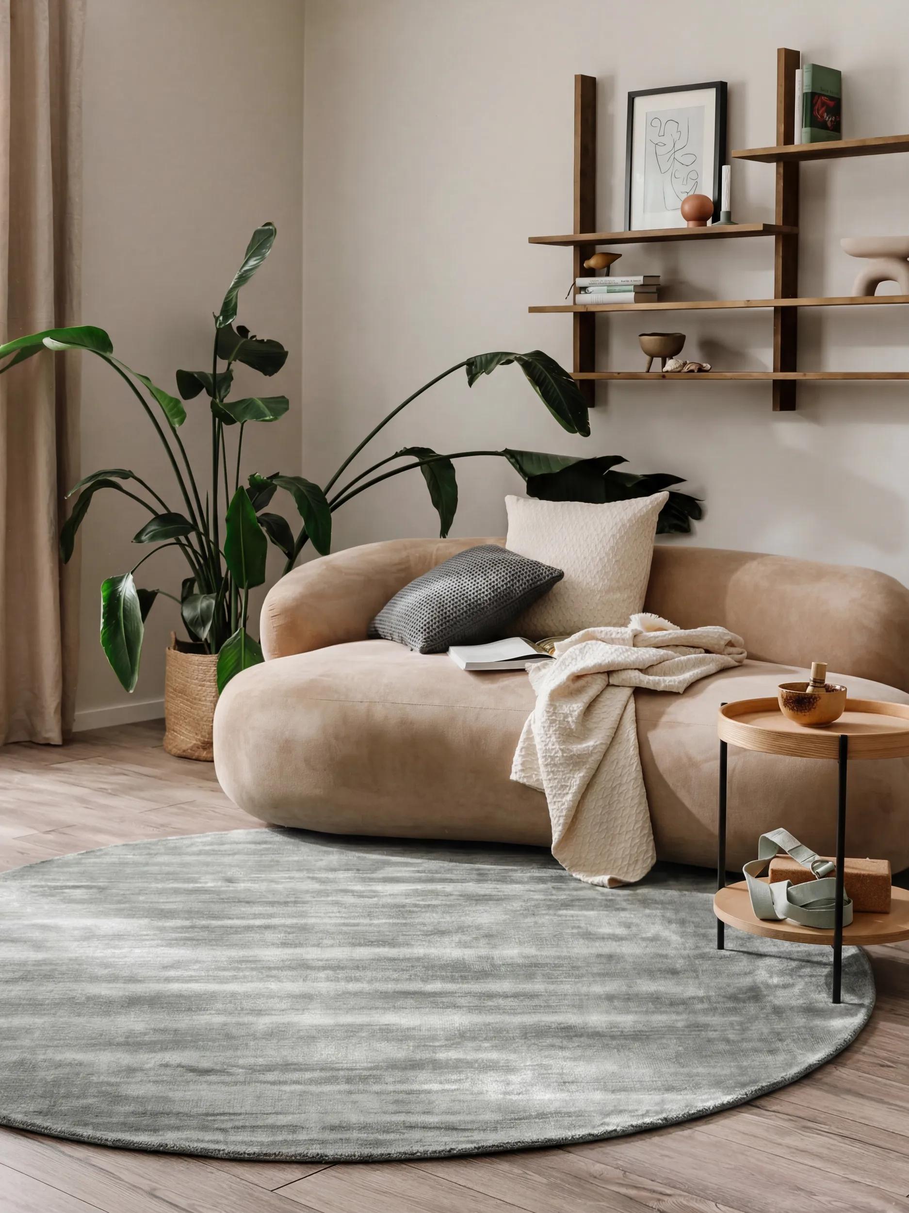 Tapis rond en viscose tissé main NOVA, BENUTA