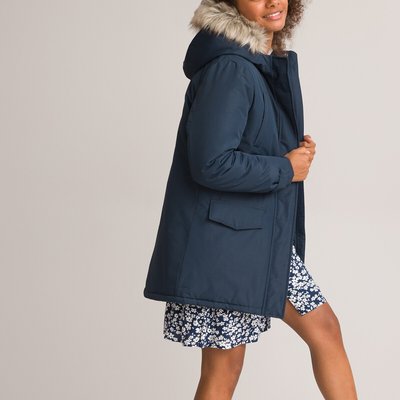 Recycled Hooded Parka with Faux Fur Trim LA REDOUTE COLLECTIONS