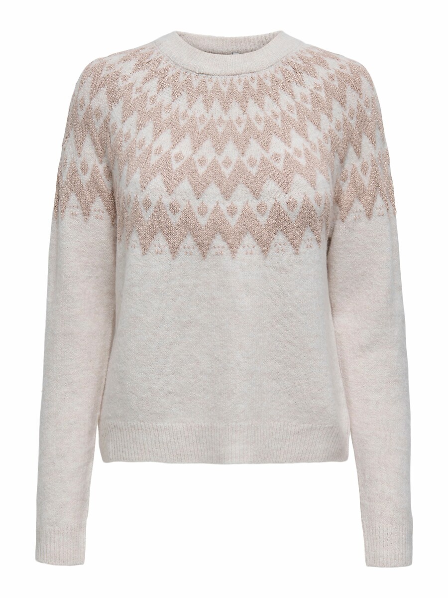 Jacquard Crew Neck Jumper with Long Sleeves, ONLY