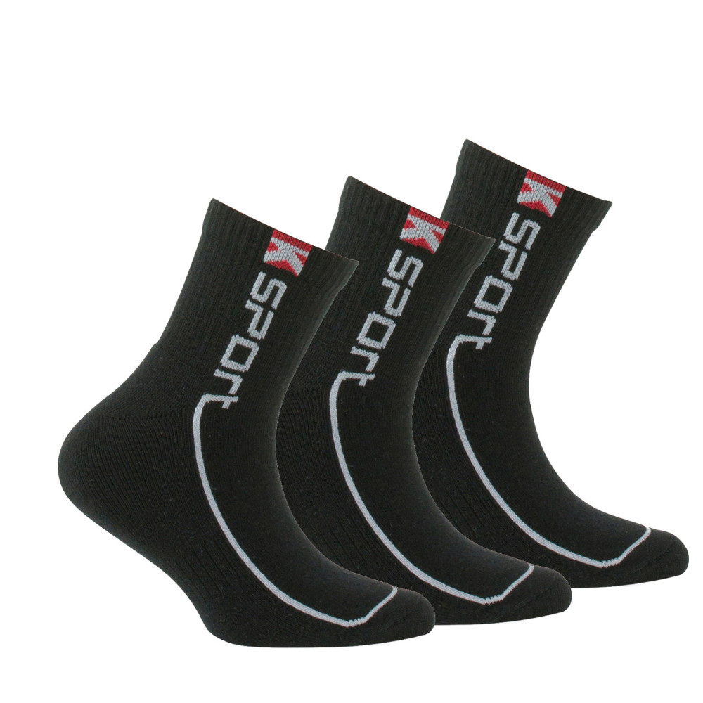 Lot de 3 paires de chaussettes courtes sport enfant en coton, KINDY