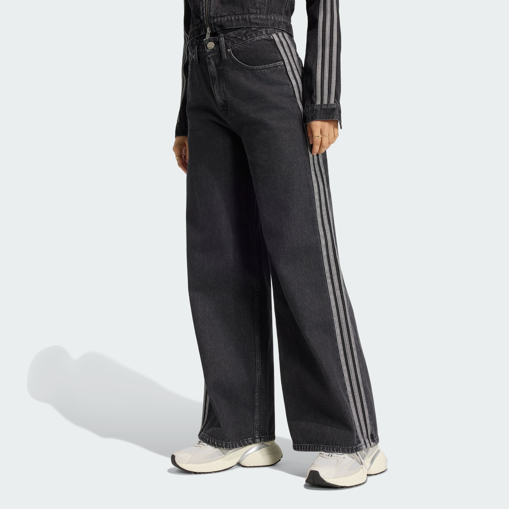 Pantalon Large Taille Haute Denim, adidas Originals